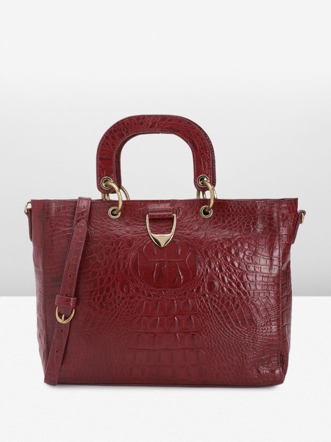 

Hidesign Women Textured Leather Handheld Bag, Maroon