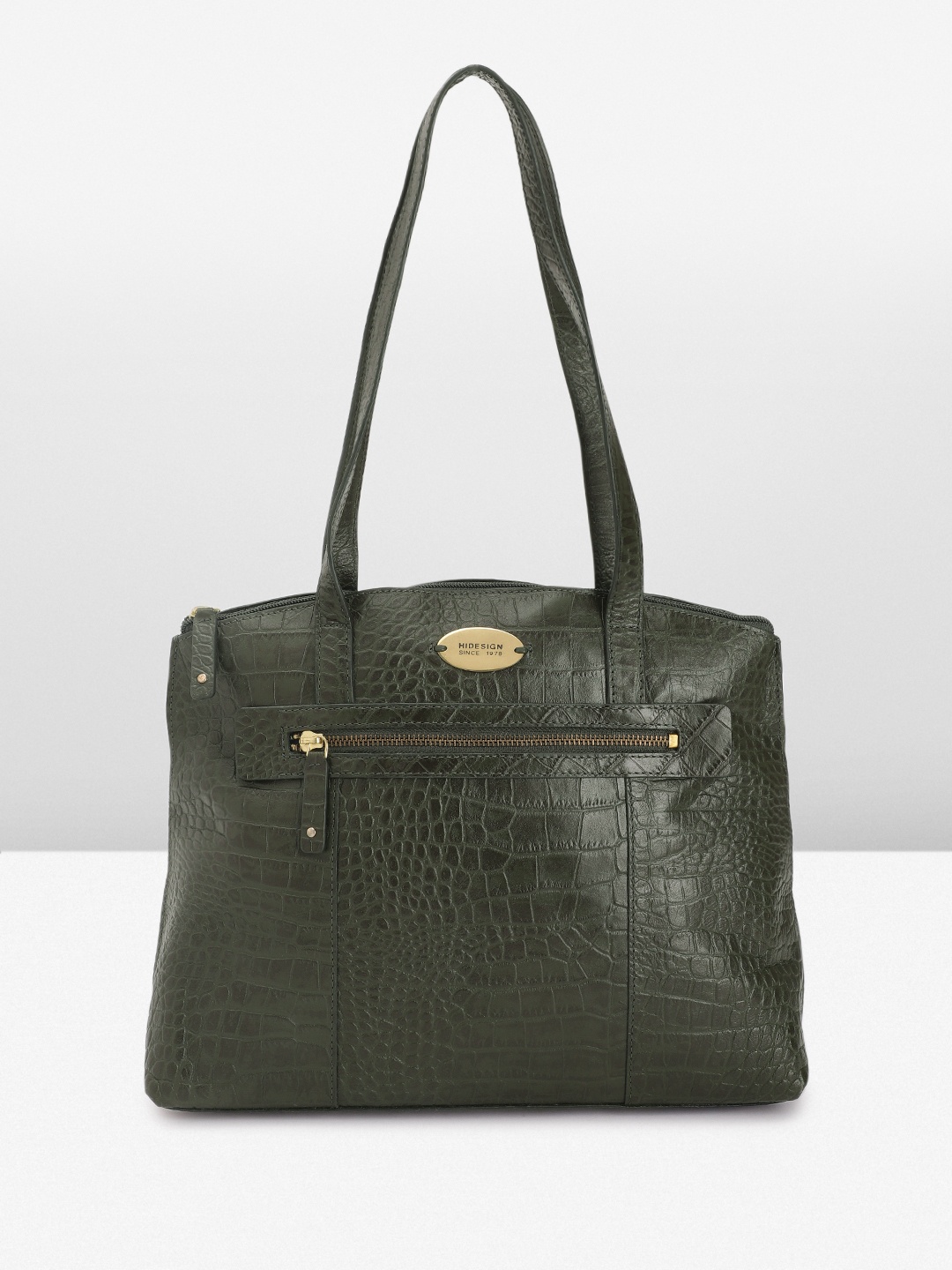 

Hidesign Animal Textured Leather Structured Shoulder Bag, Green