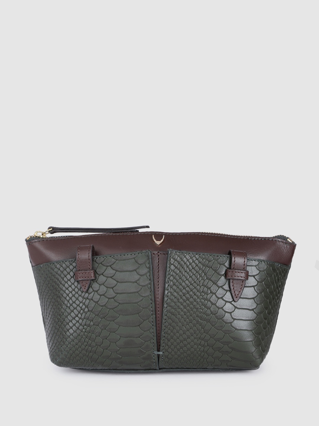 

Hidesign Snake Textured Purse Clutch With Belt Detail, Green