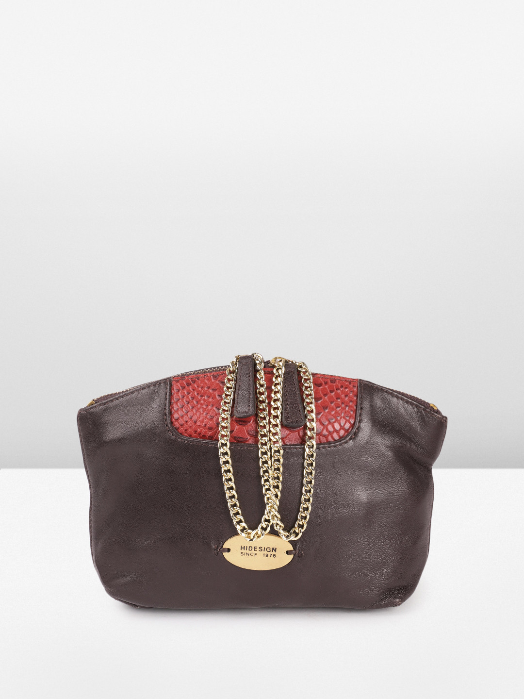 

Hidesign Solid Wrist Loop Leather Purse Clutch, Coffee brown