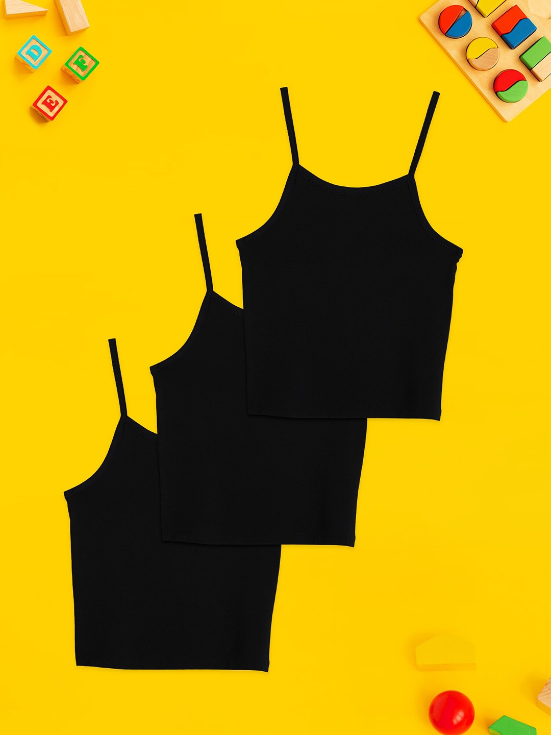 

XY Life Girls Pack Of 3 Non Padded Camisoles, Black