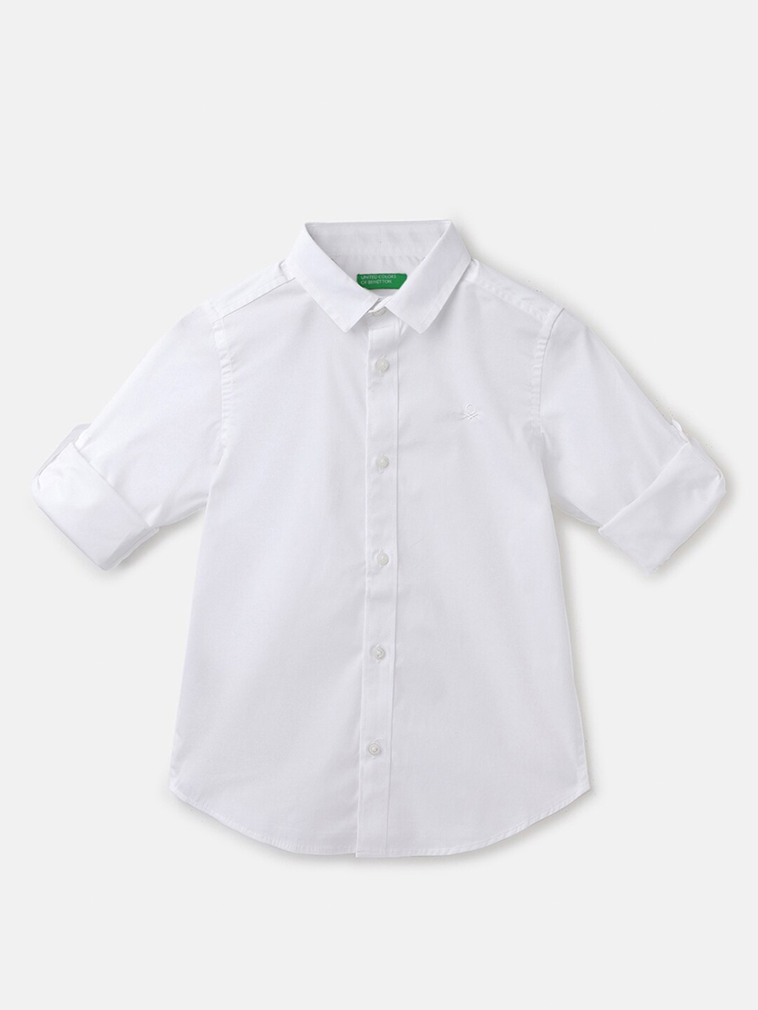 

United Colors of Benetton Boys Spread Collar Regular Fit Formal Shirt, White
