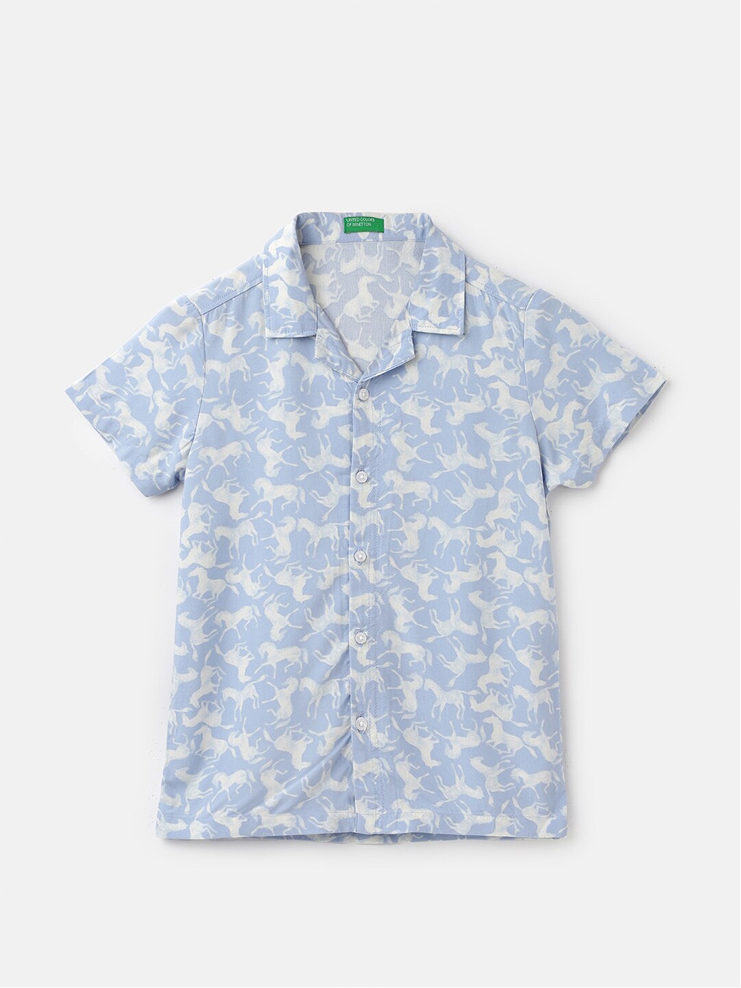 

United Colors of Benetton Boys Printed Boys Regular Fit Casual Shirt, Blue