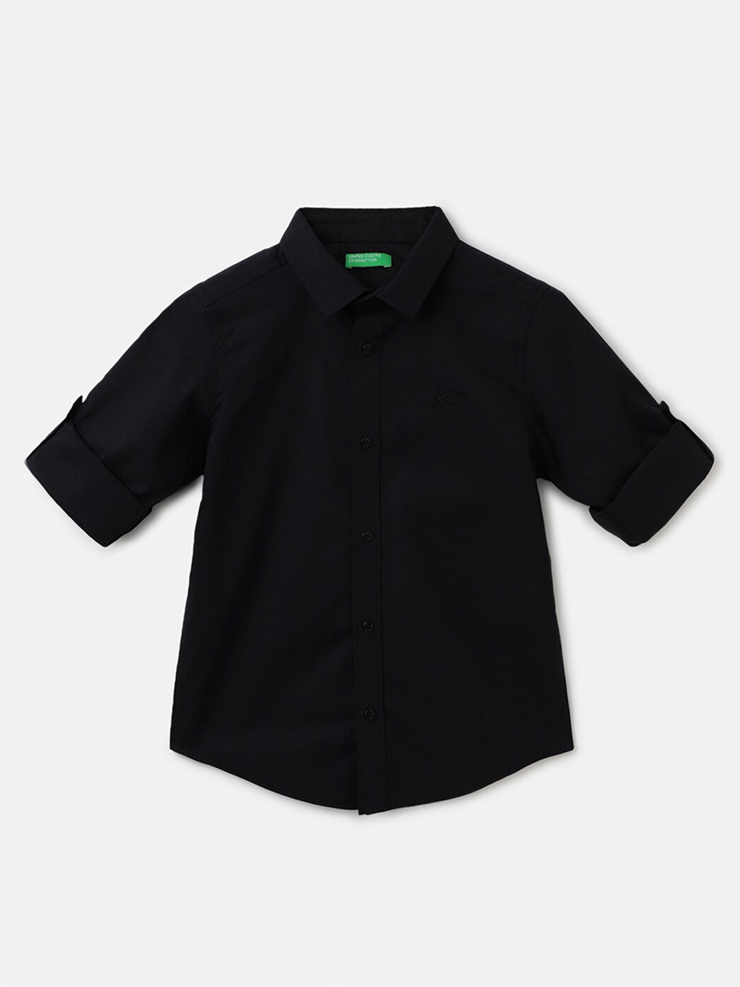 

United Colors of Benetton Boys Spread Collar Casual Shirt, Black