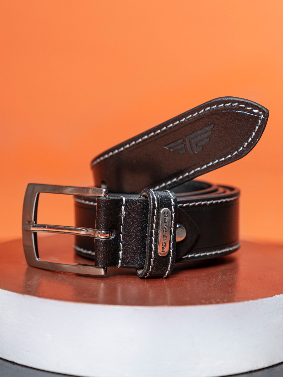 

Red Tape Men Solid Leather Belt, Black