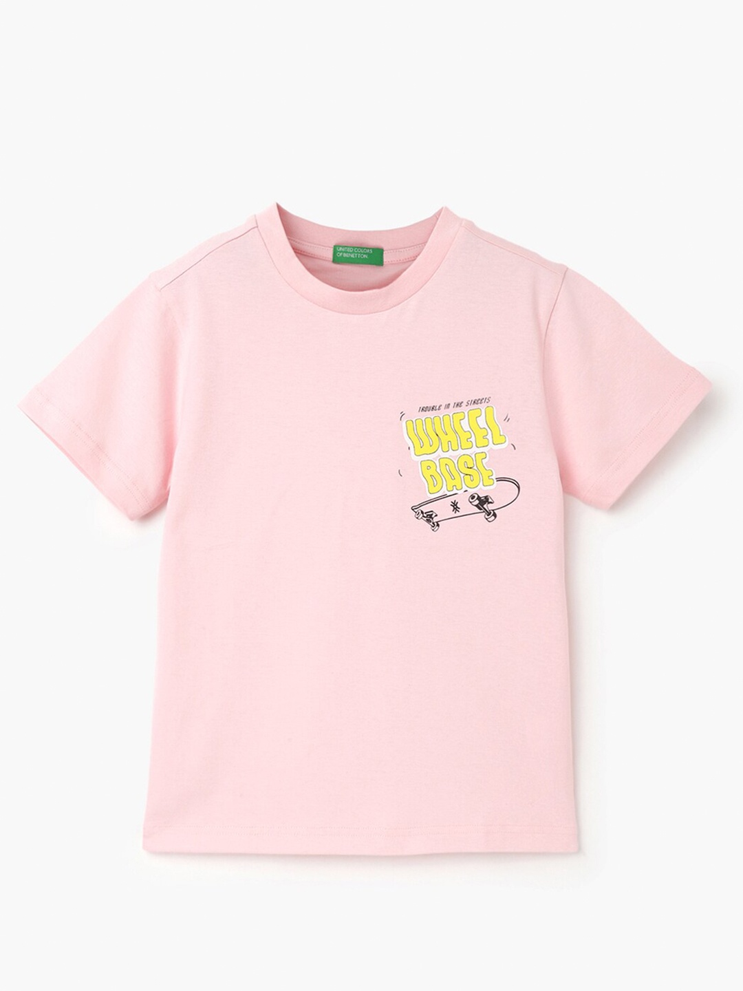 

United Colors of Benetton Boys Pure Cotton T-shirt, Pink