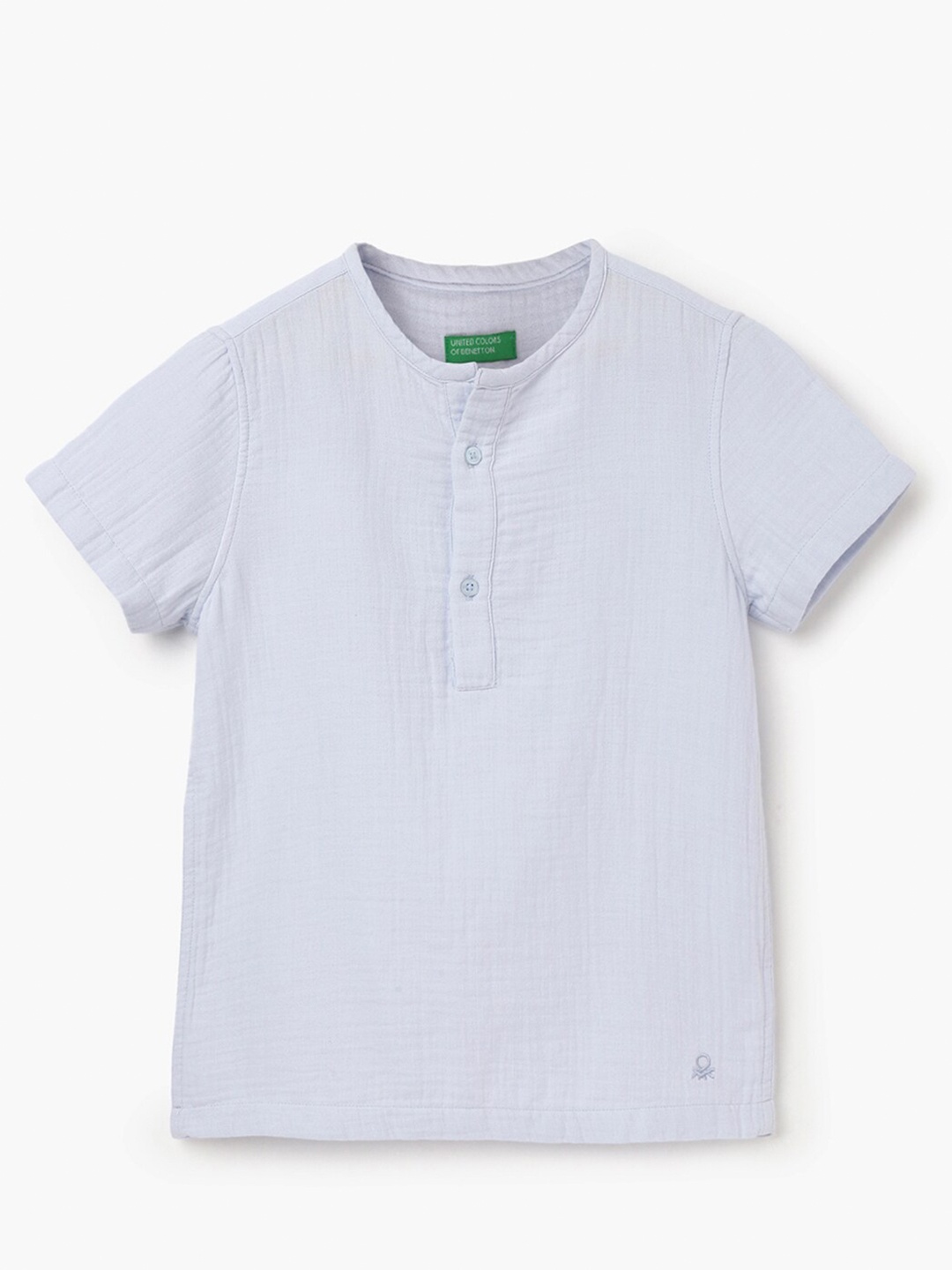 

United Colors of Benetton Boys Henley Neck Short Sleeves Pure Cotton T-shirt, Blue