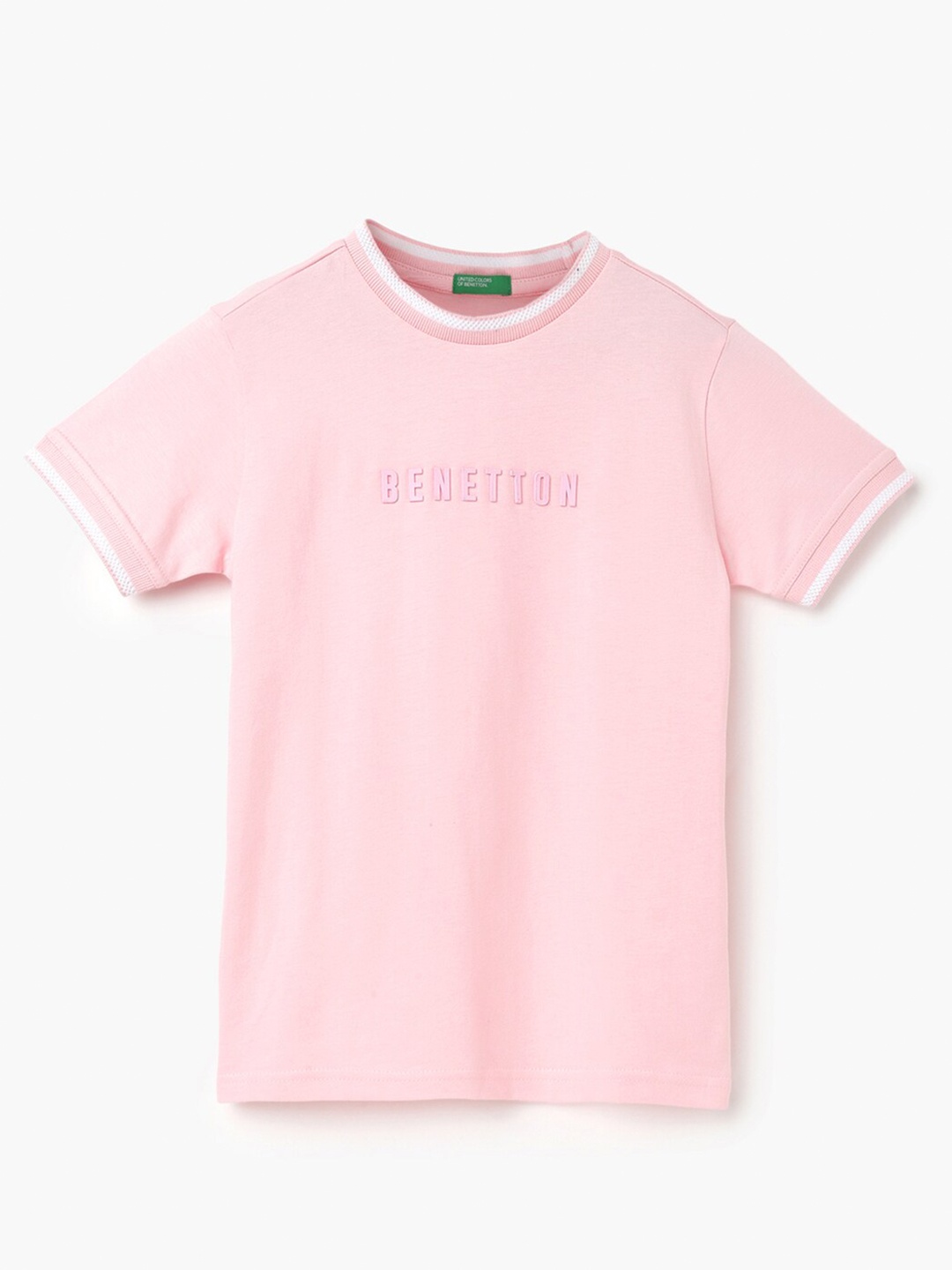 

United Colors of Benetton Boys Typography Pure Cotton T-shirt, Pink