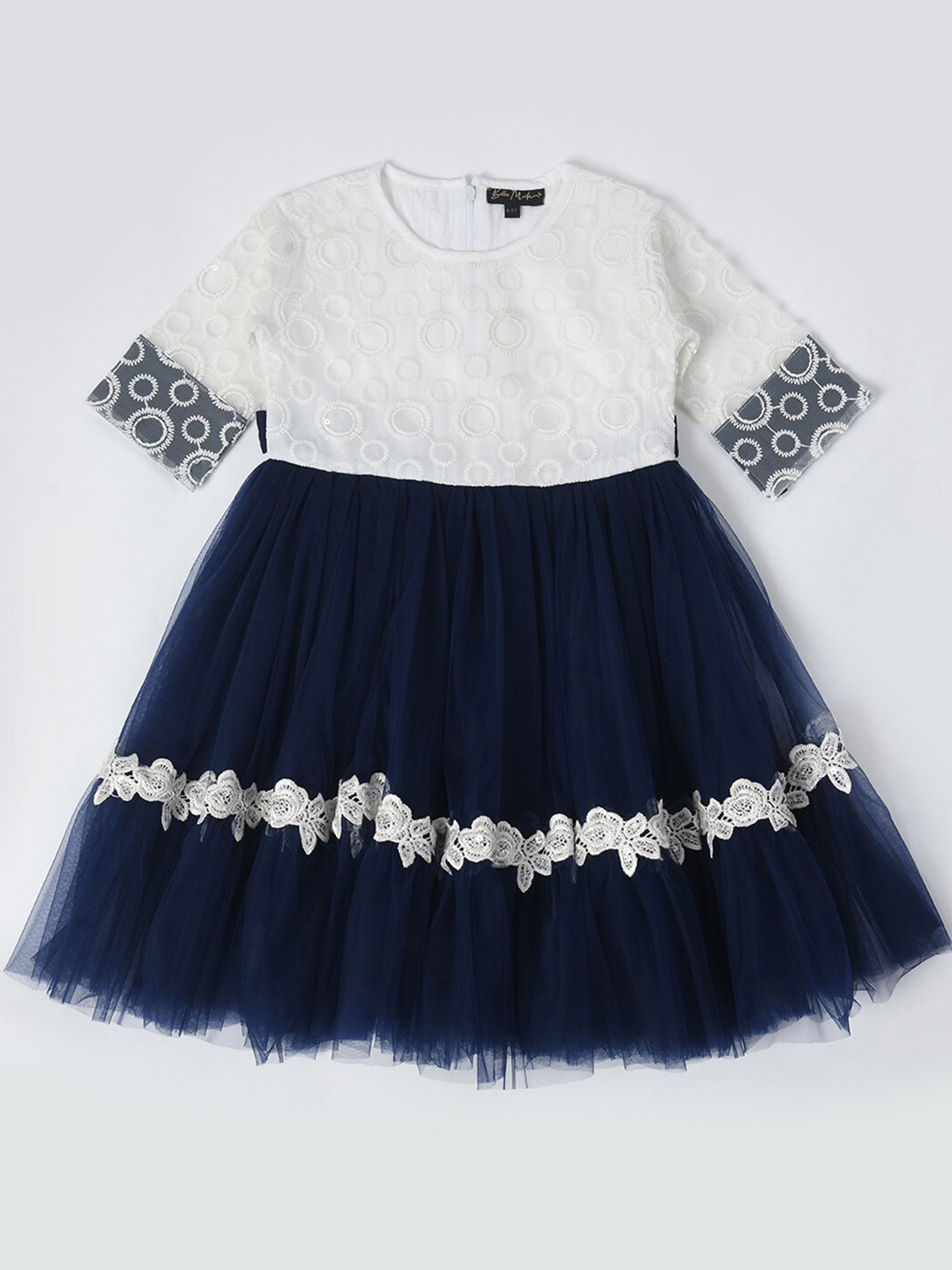 

Bella Moda Girls Colourblocked Fit & Flare Dress, Blue
