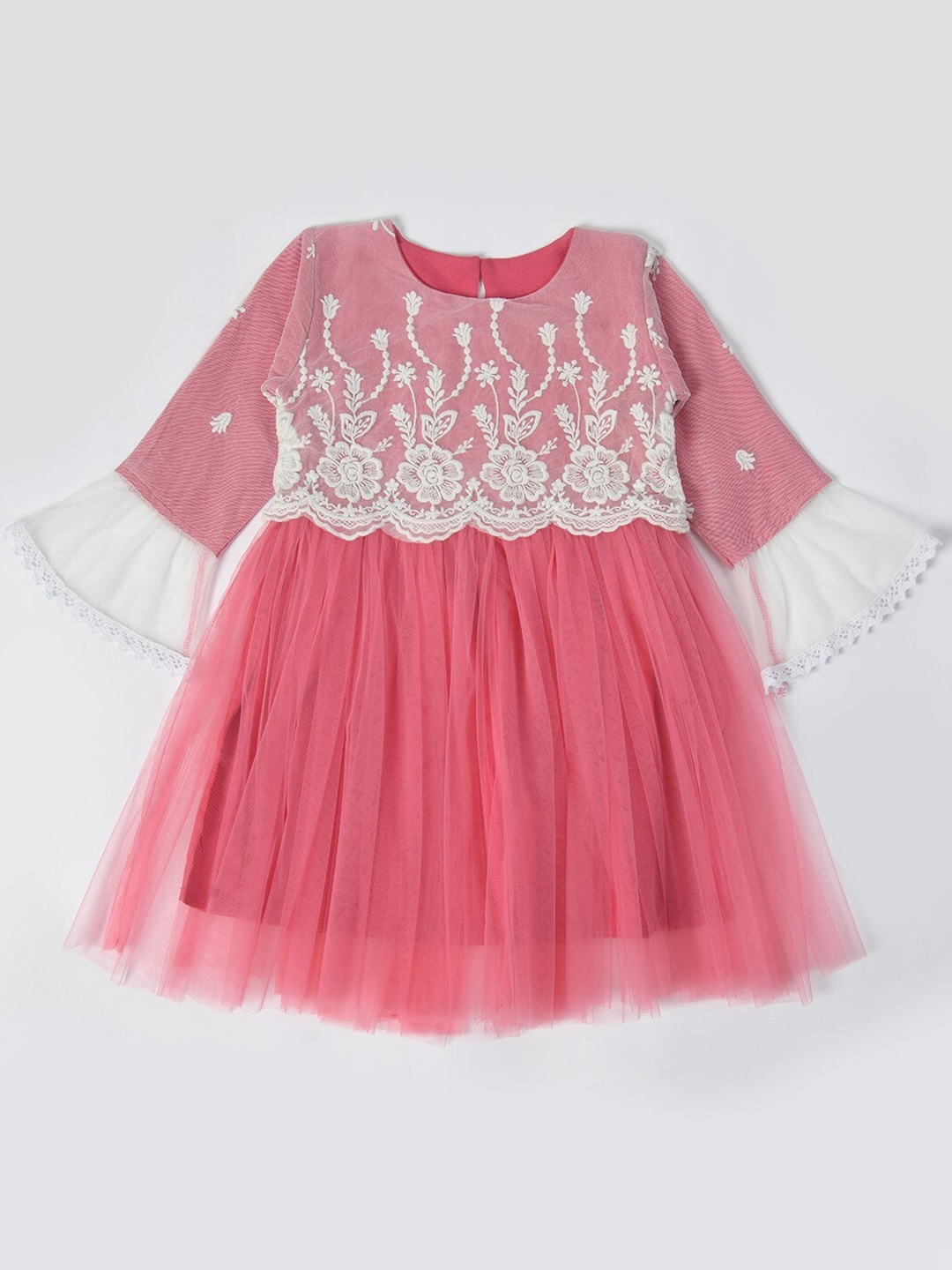 

Bella Moda Girls Floral Embroidered Bell Sleeve Fit & Flare Dress, Pink