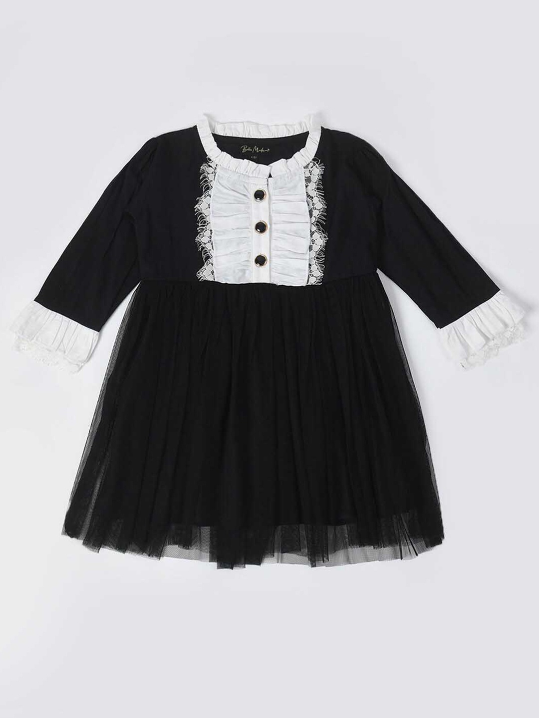 

Bella Moda Girls Self Design Fit & Flare Dress, Black