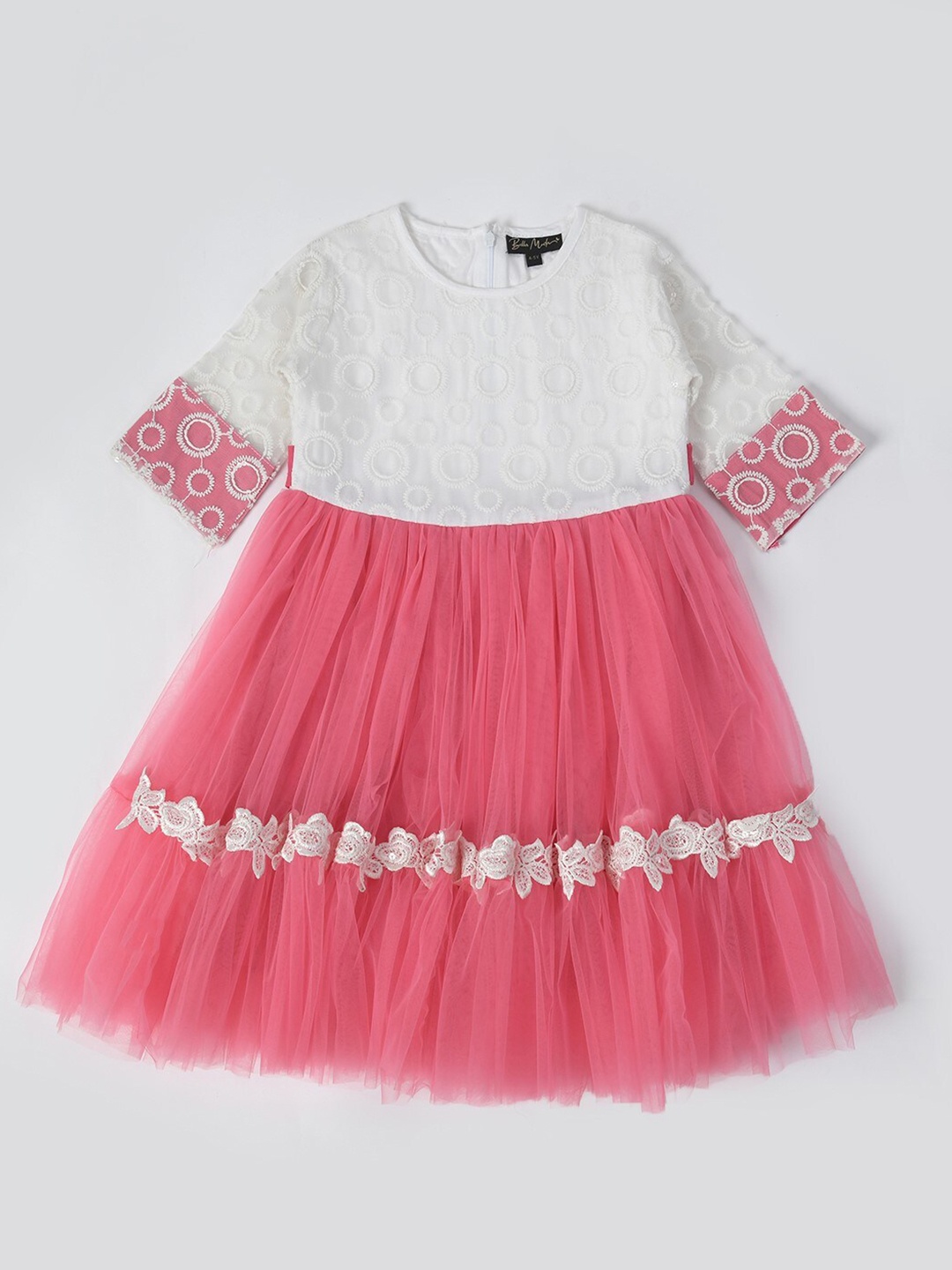 

Bella Moda Girls Geometric Embroidered Fit & Flare Dress, Pink