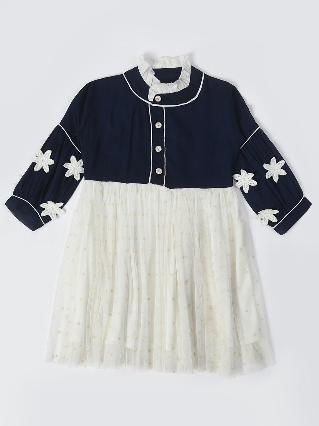 

Bella Moda Girls Floral Embroidered Fit & Flare Dress, Navy blue