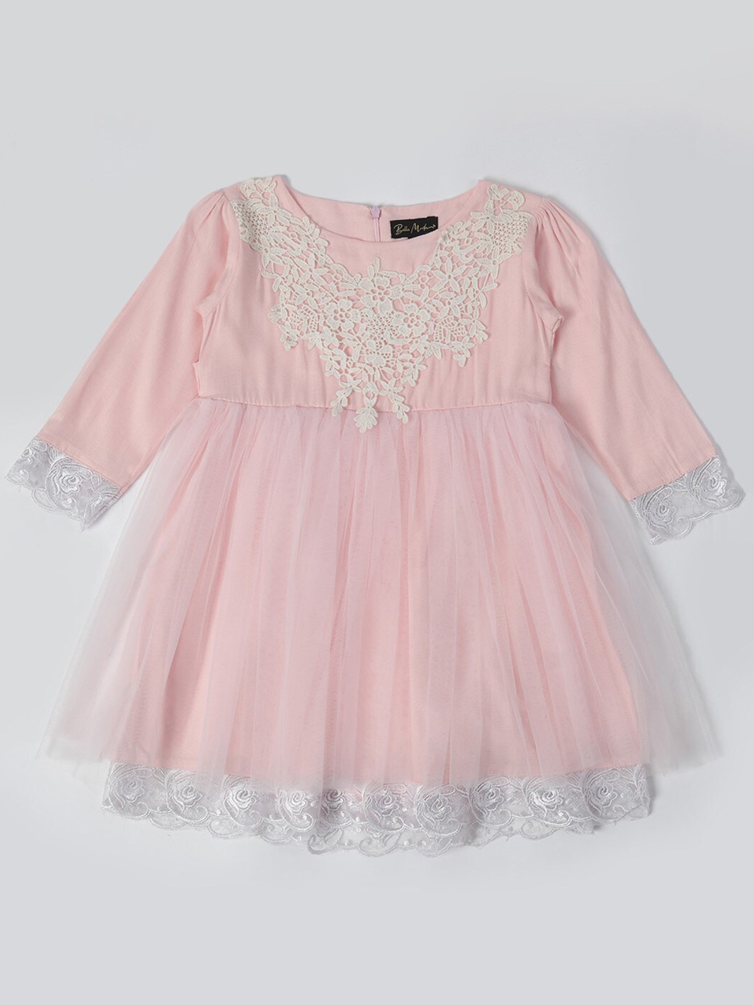 

Bella Moda Girls Embellished Round Neck Knee Length Fit & Flare Dress, Peach