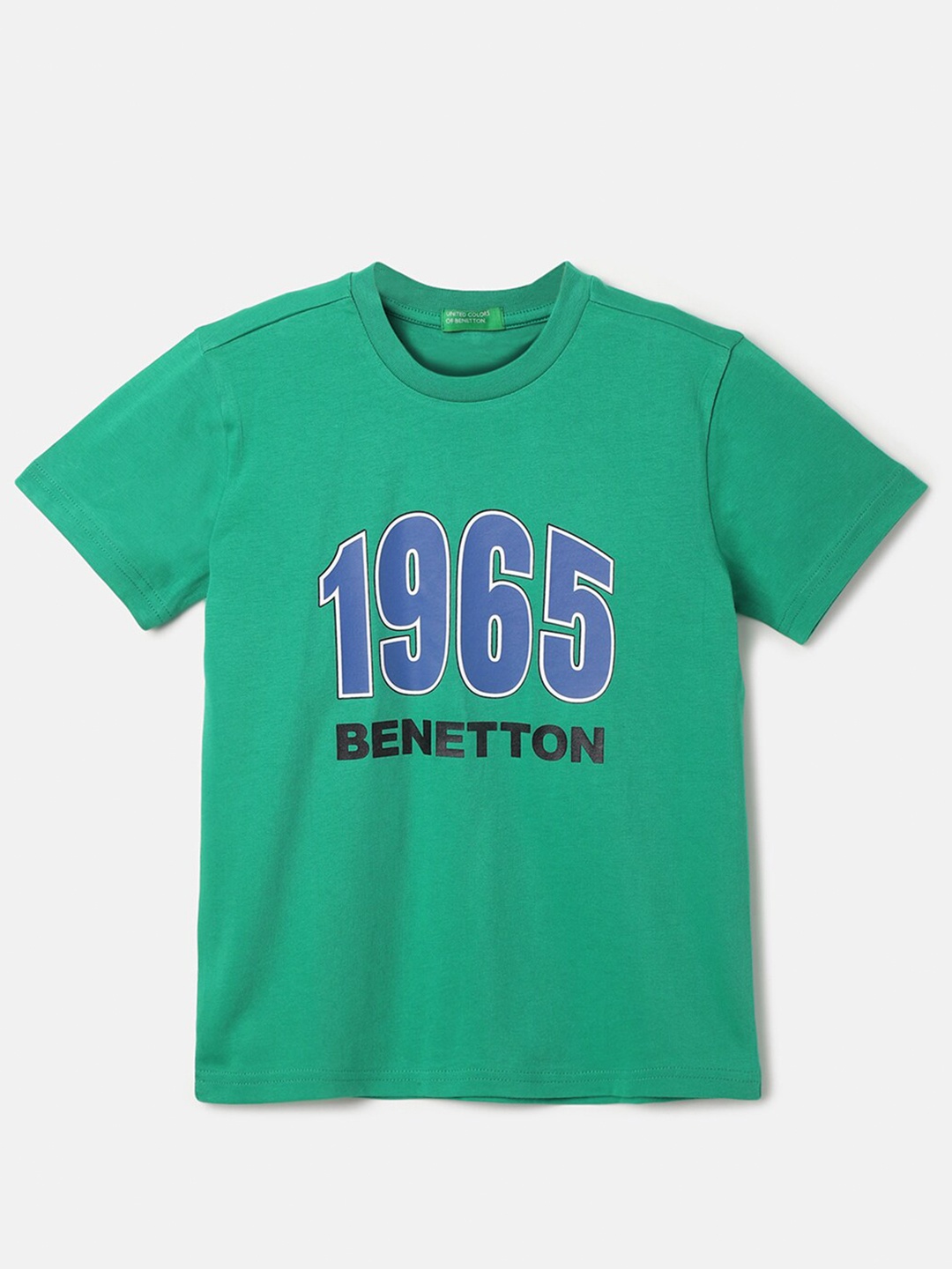 

United Colors of Benetton Boys Typography Printed Pure Cotton T-shirt, Green