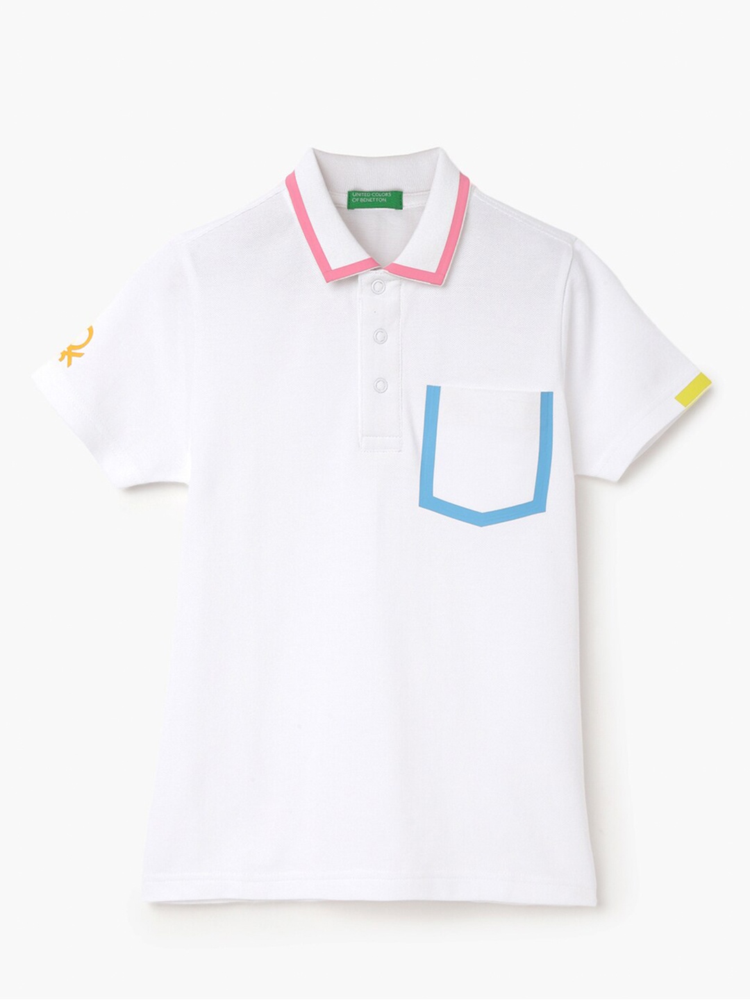 

United Colors of Benetton Boys Polo Collar Pure Cotton T-shirt, White