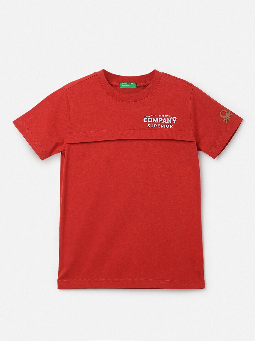 United Colors of Benetton Boys Pure Cotton T-shirt, Red
