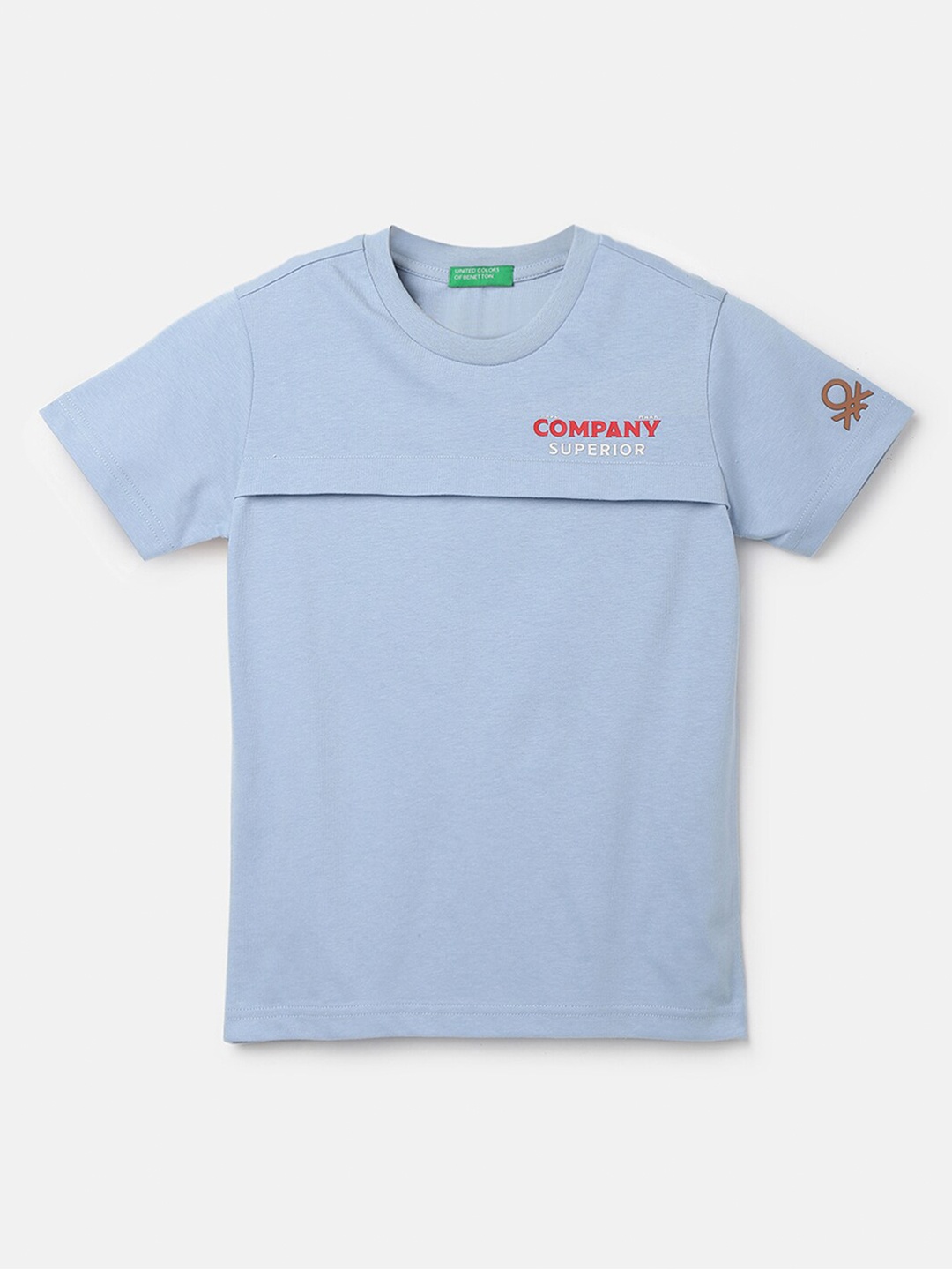 

United Colors of Benetton Boys Typography Pure Cotton T-shirt, Blue