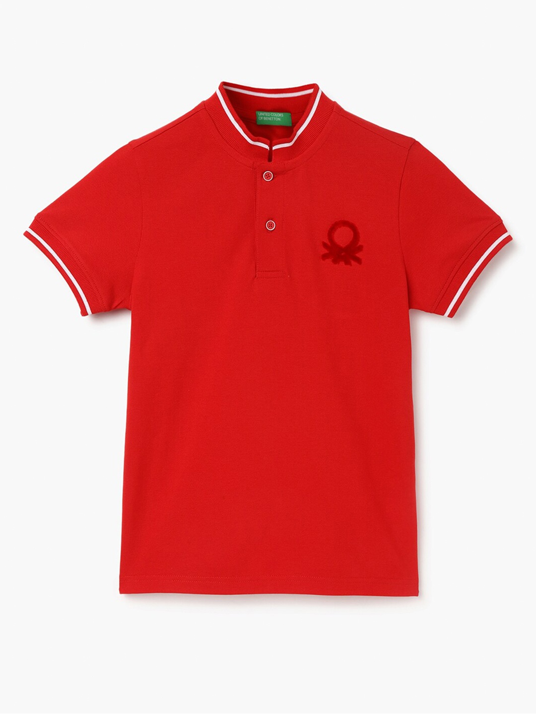 

United Colors of Benetton Boys Henley Neck Short Sleeves Regular Fit T-shirt, Red