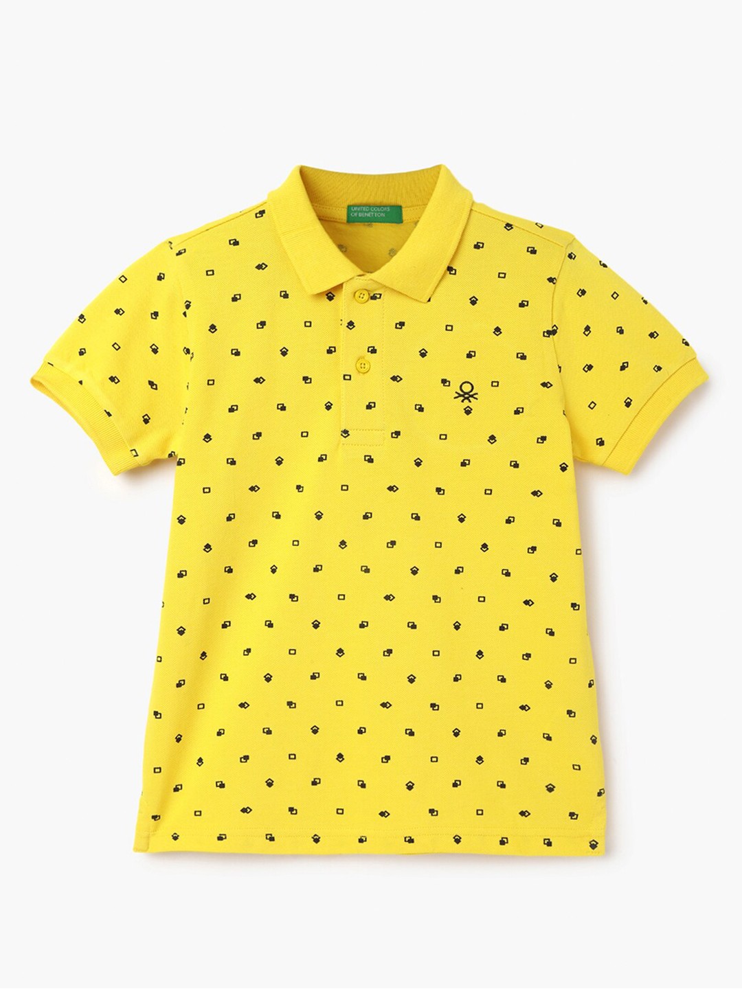 

United Colors of Benetton Boys Printed Polo Collar Short Sleeves Pure Cotton T-shirt, Yellow