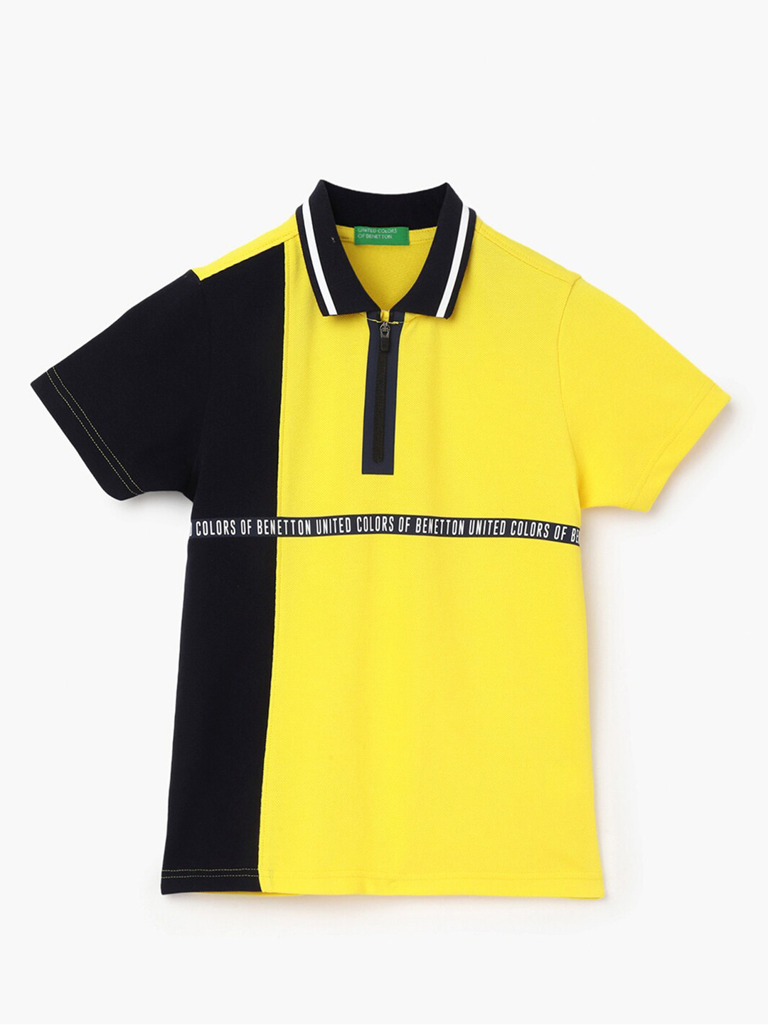 

United Colors of Benetton Boys Polo Collar Short Sleeves Pure Cotton T-shirt, Yellow
