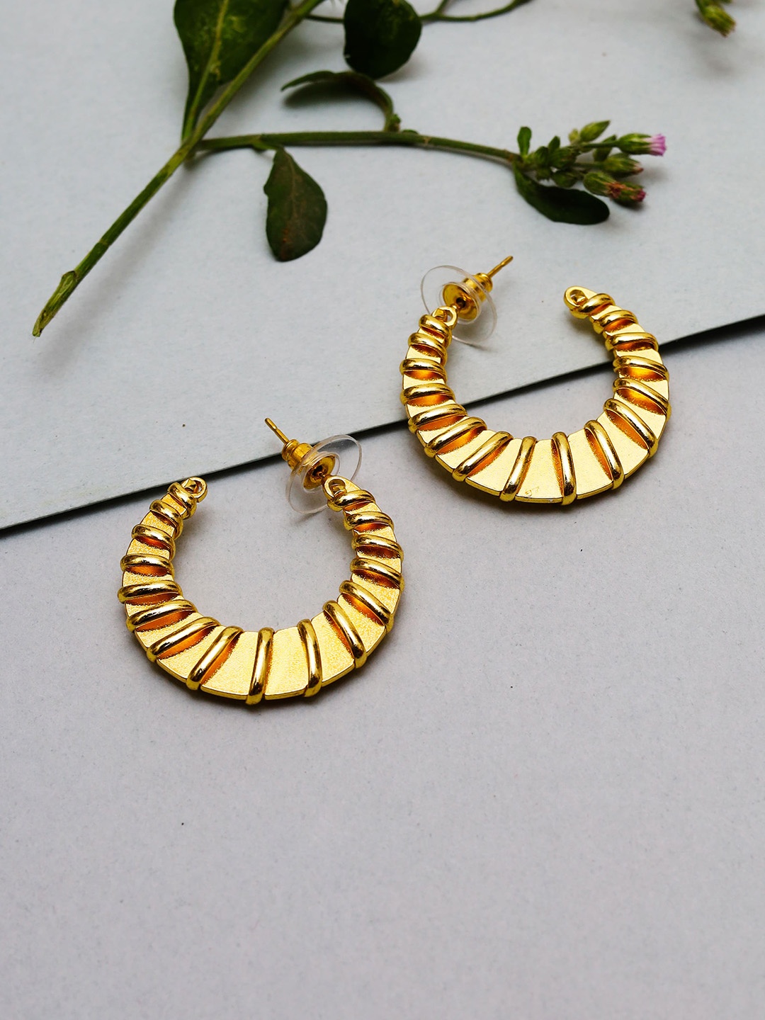 

VIRAASI Gold-Plated Contemporary Half Hoop Earrings