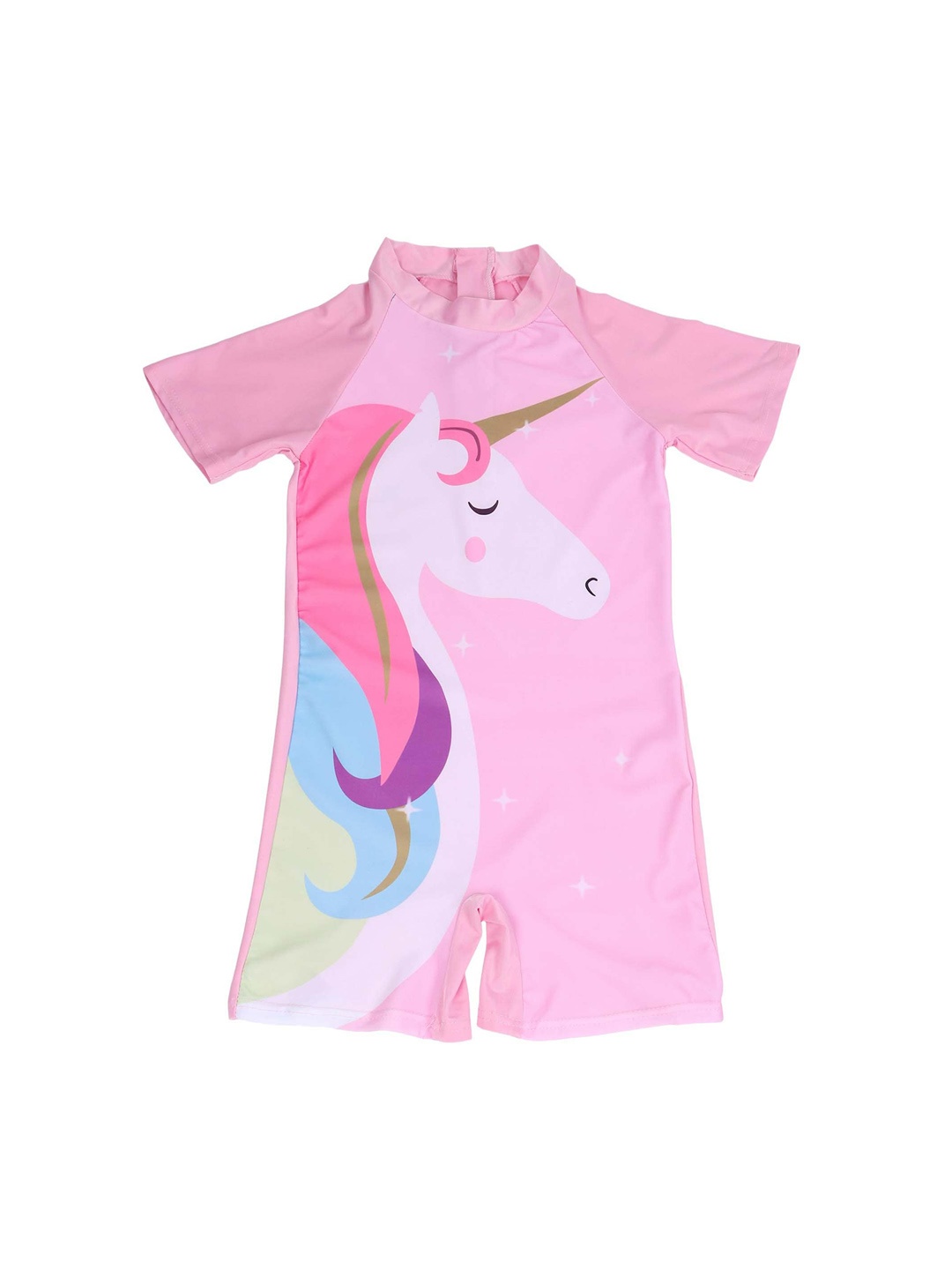 

bubble berry Girls Medium Coverage Unicorn Printed Legsuit, Pink