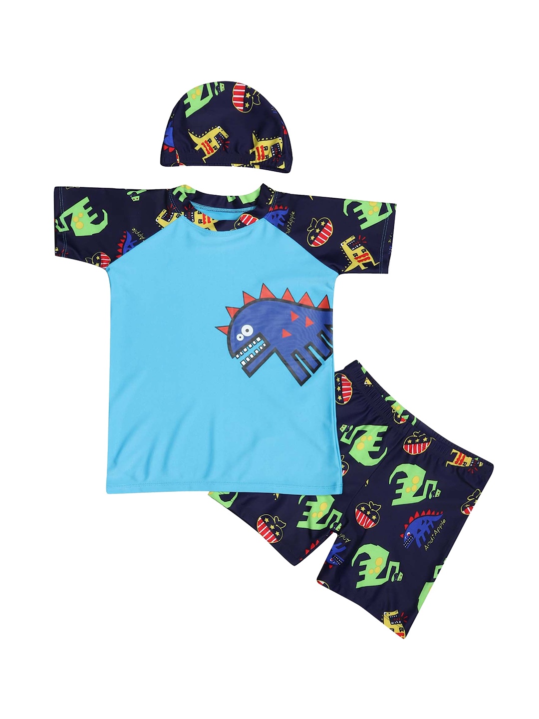 

bubble berry Boys Printed Full Coverage Swimwear, Blue