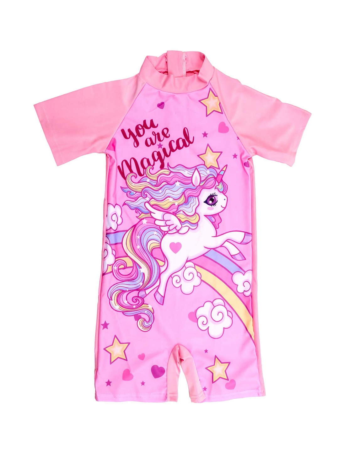 

bubble berry Girls Printed Medium Coverage Legsuit, Pink
