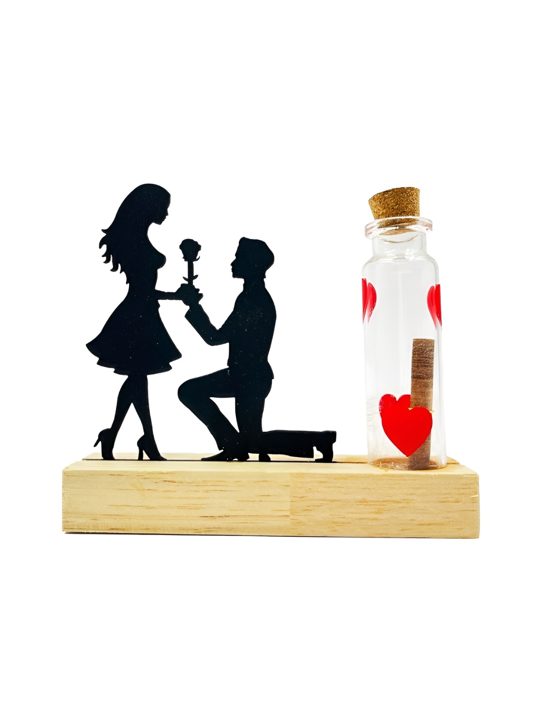 

CraftVatika Black & Brown Wooden Figurine Valentines Couple Showpiece