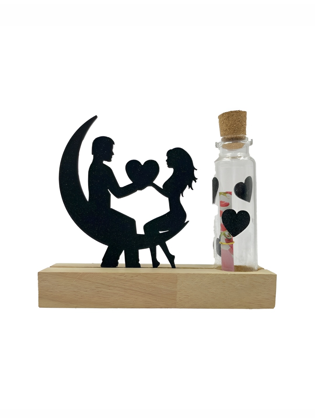 

CraftVatika Black & Brown Small Wooden Figurine Valentines Couple Showpiece