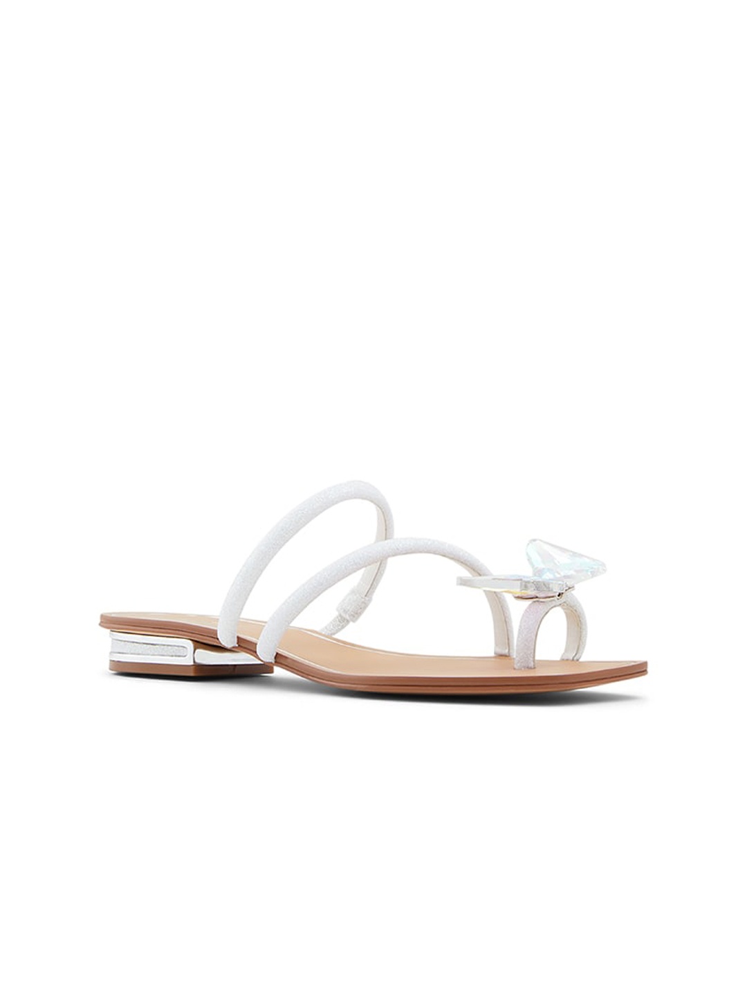 

ALDO Embellished Open Toe Flats, White