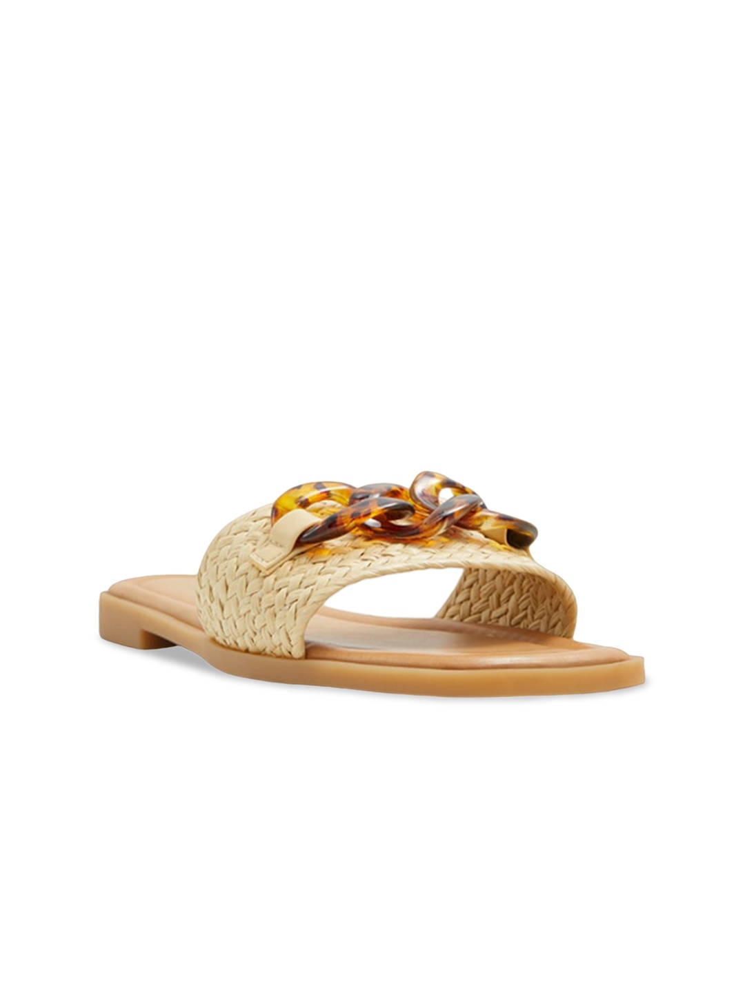 

ALDO Textured Embellished Open Toe Flats, Beige