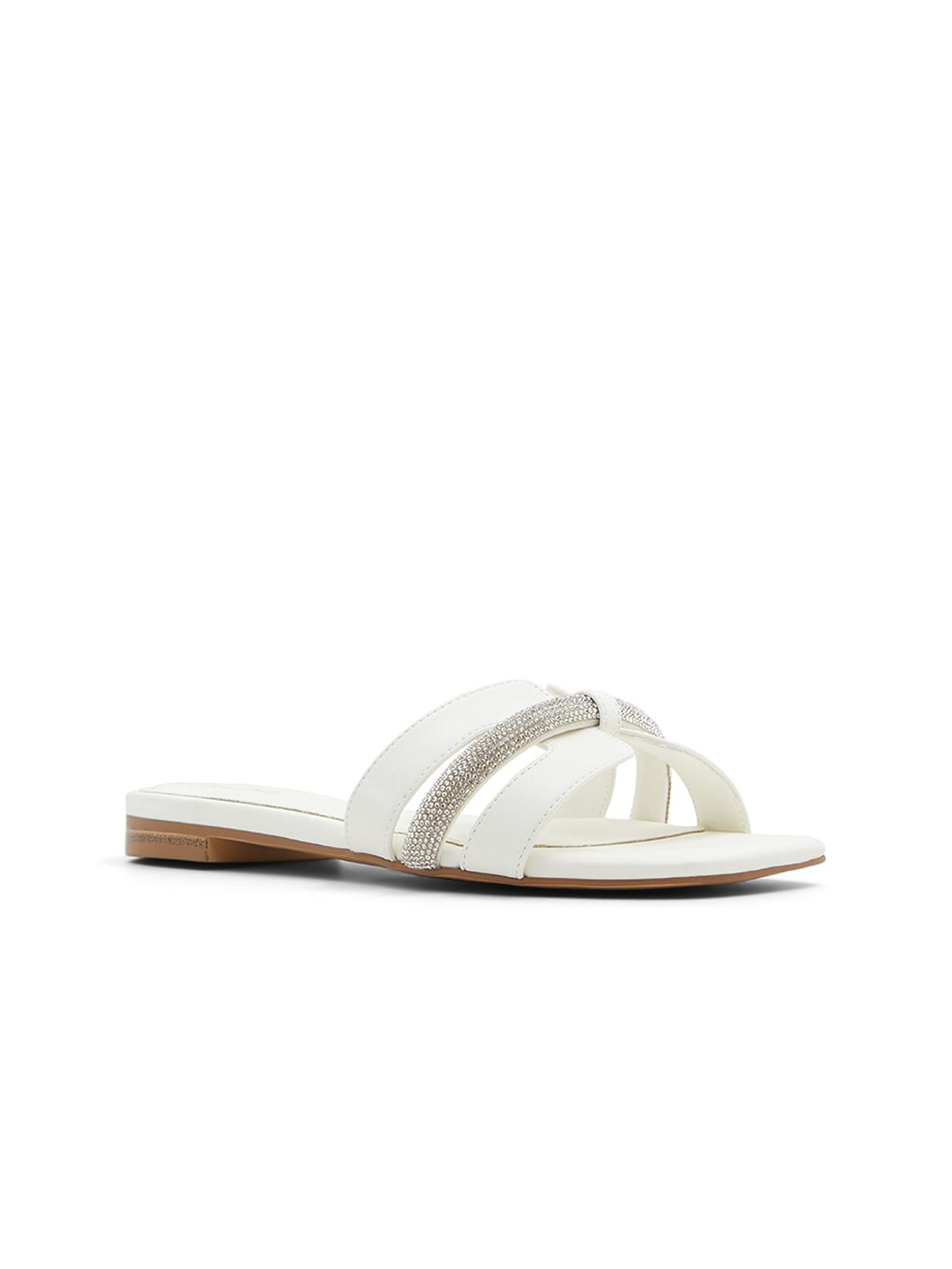 

ALDO Embellished Open Toe Flats, White