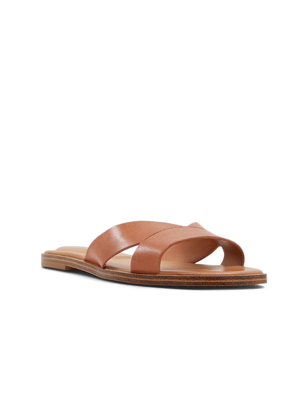 

ALDO Strappy Leather Open Toe Flats, Brown