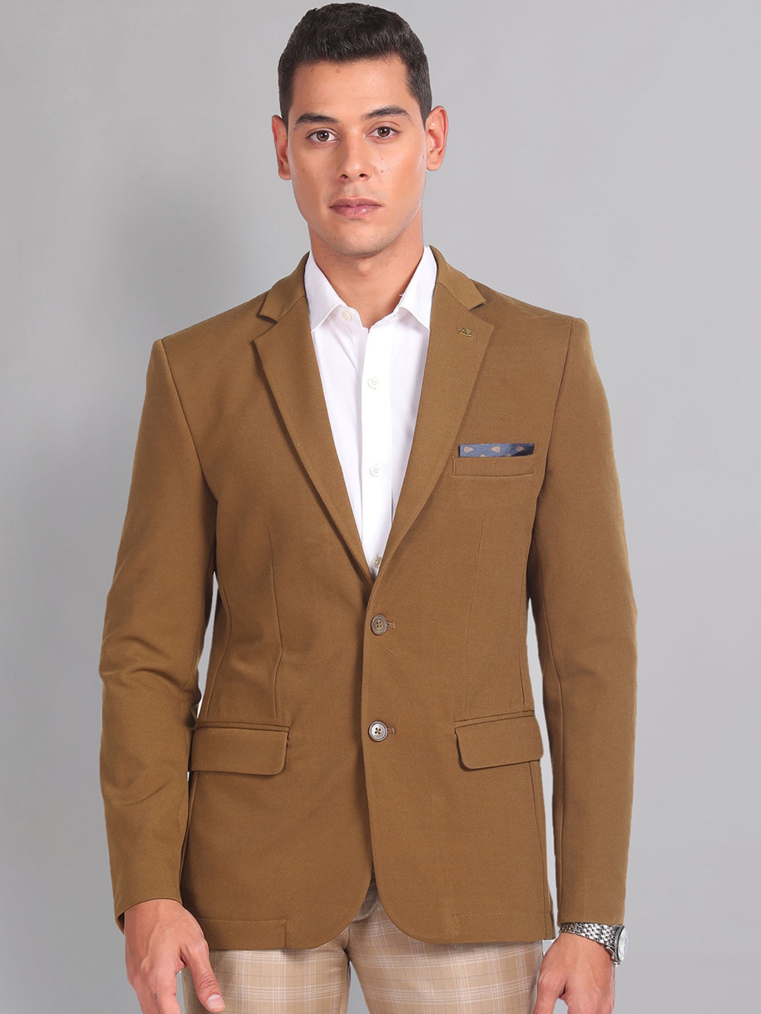 

AD By Arvind Slim Fit Single Breasted Formal Blazer, Brown