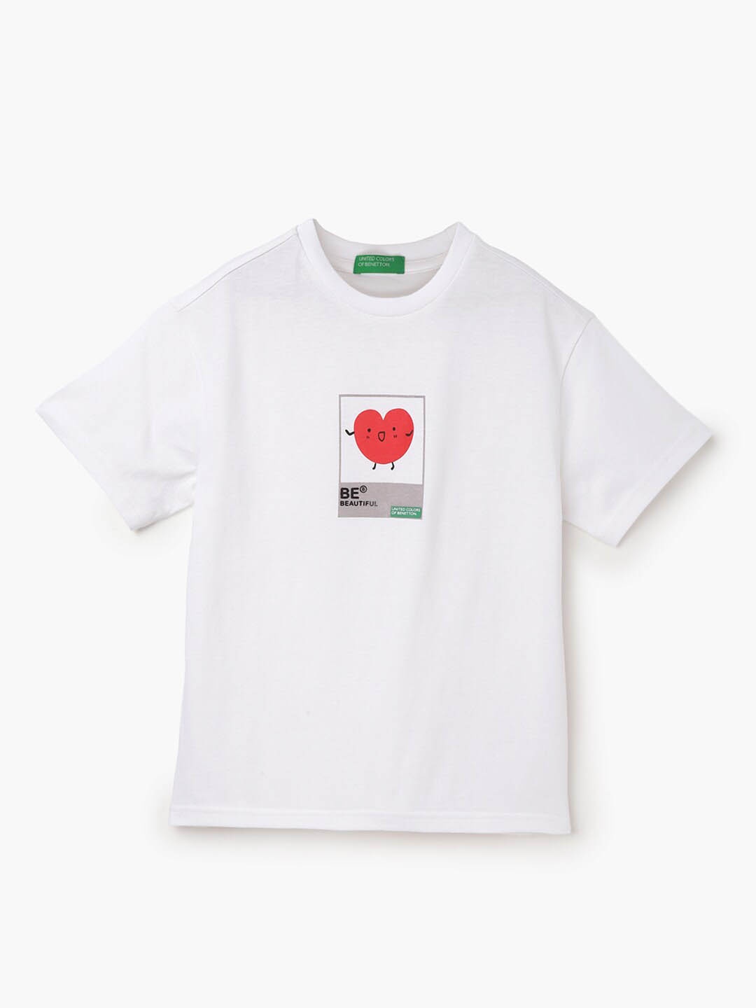

United Colors of Benetton Boys Graphic Printed Pure Cotton Boxy T-shirt, White