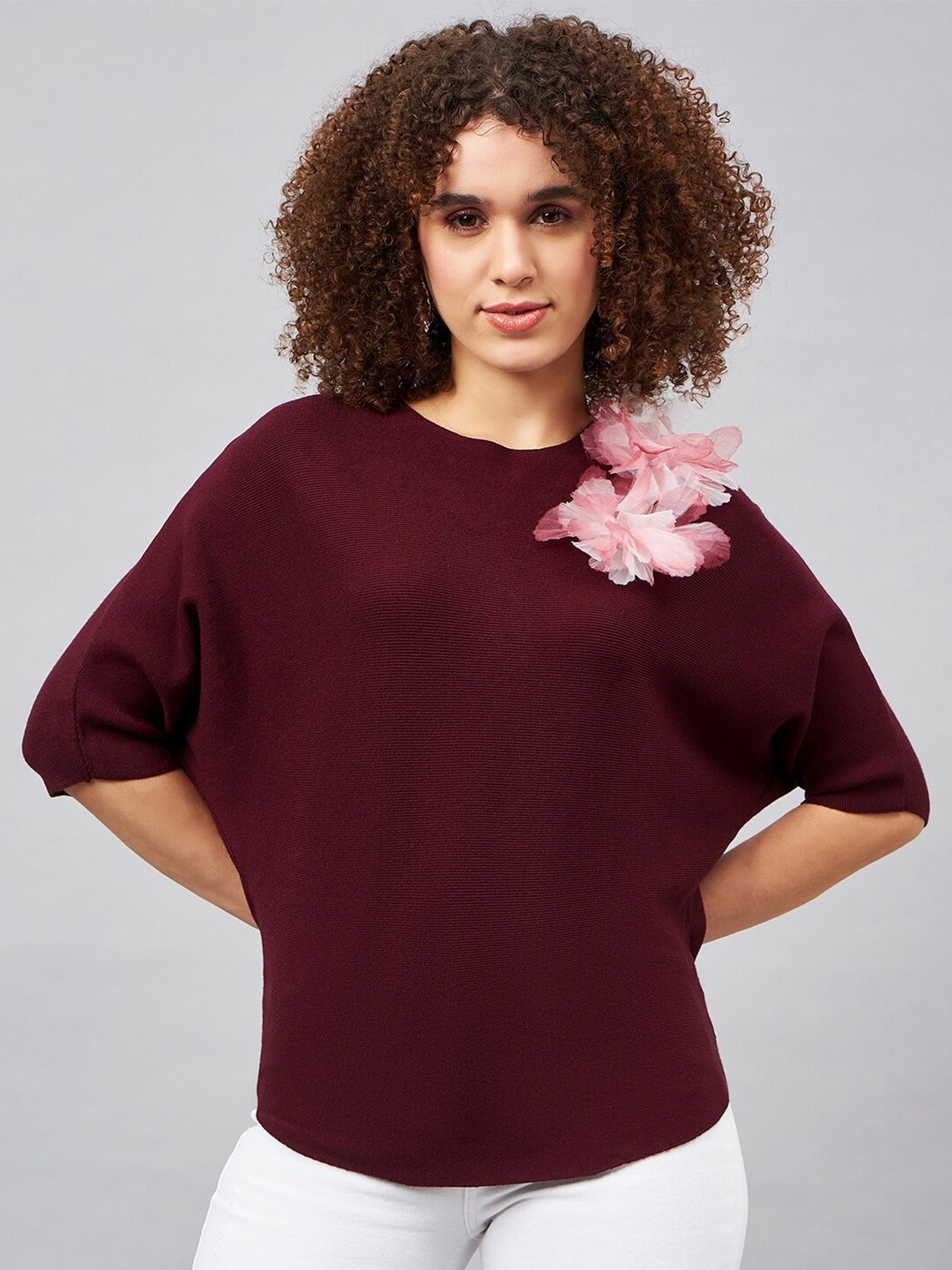 

Orchid Blues Round Neck Woollen Top, Maroon