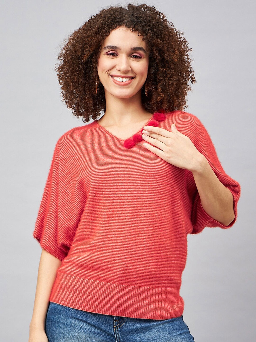 

Orchid Blues Extended Sleeves Woollen Top, Orange