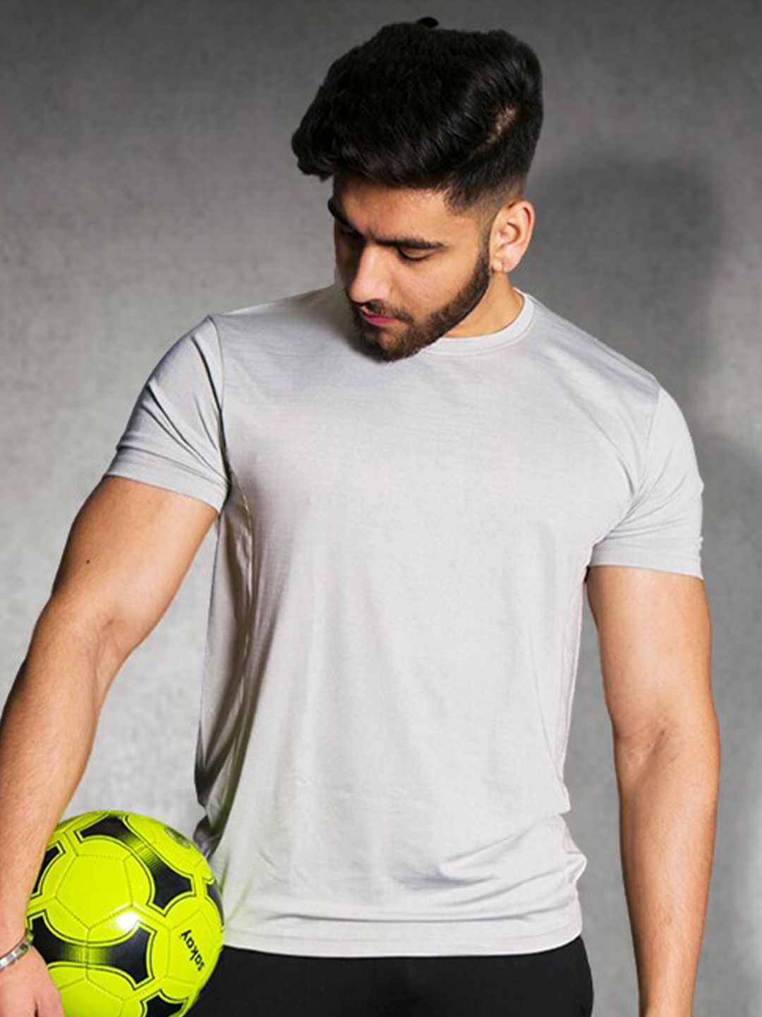 

PRONK Round Neck Casual Relaxed Fit T-shirt, Grey