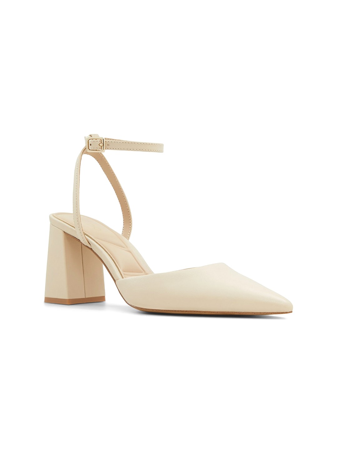 

ALDO Pointed Toe Leather Block Heels, Beige