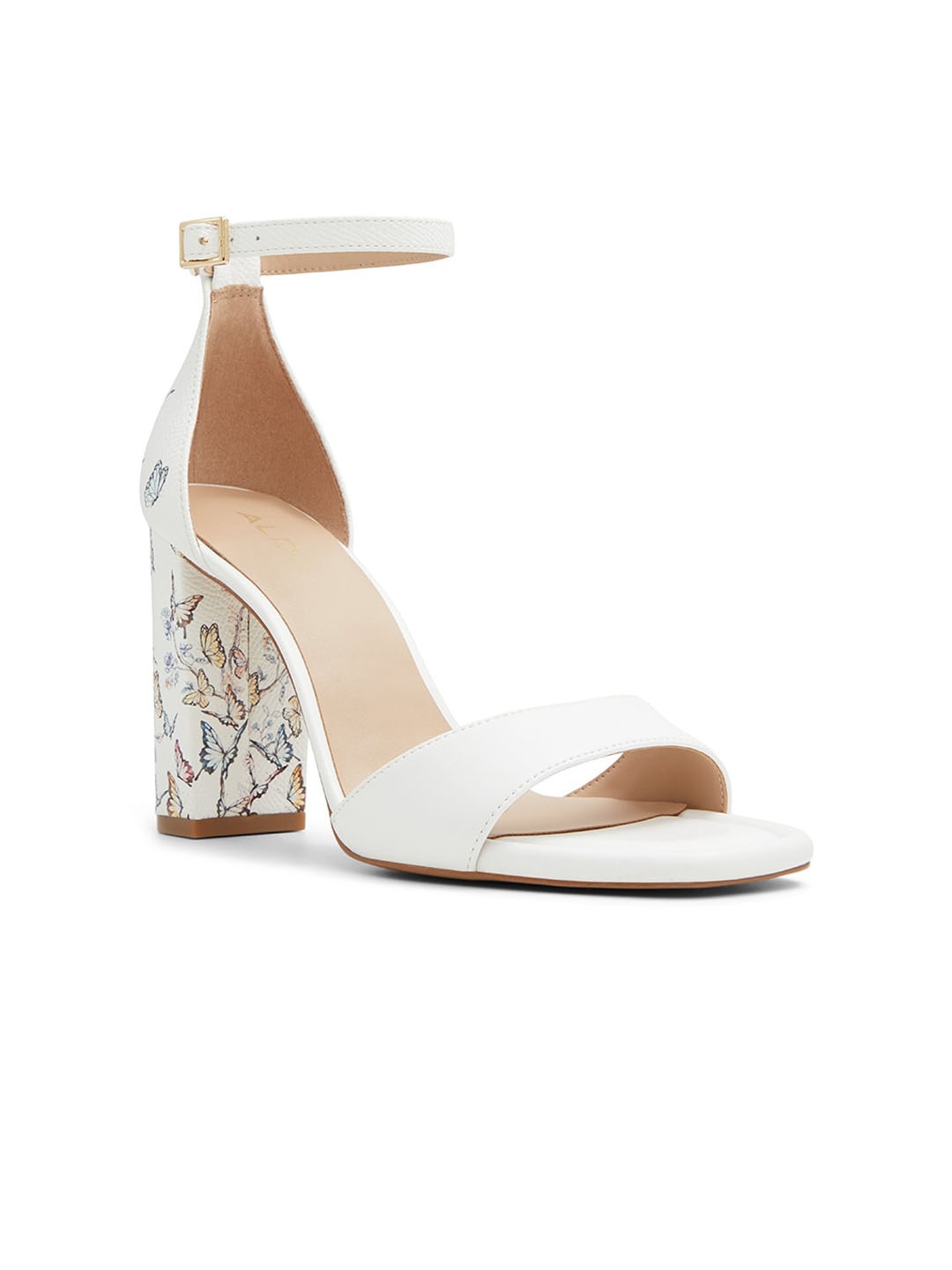 

ALDO Printed Ankle Loop Block Heels, White