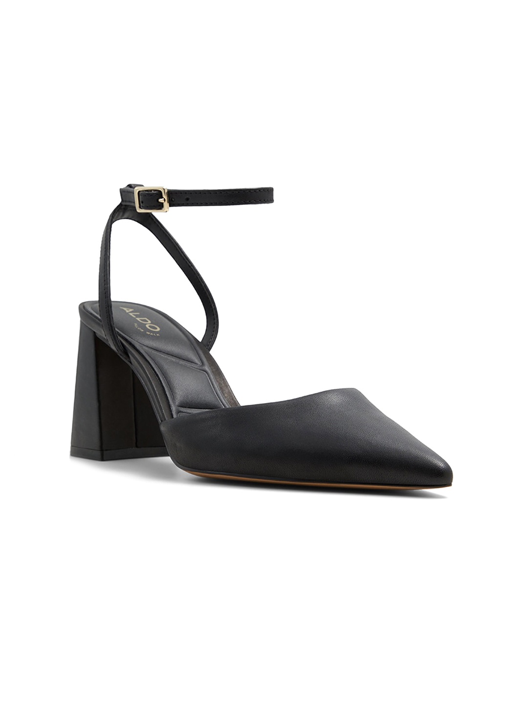 

ALDO Pointed Toe Leather Block Heels, Black