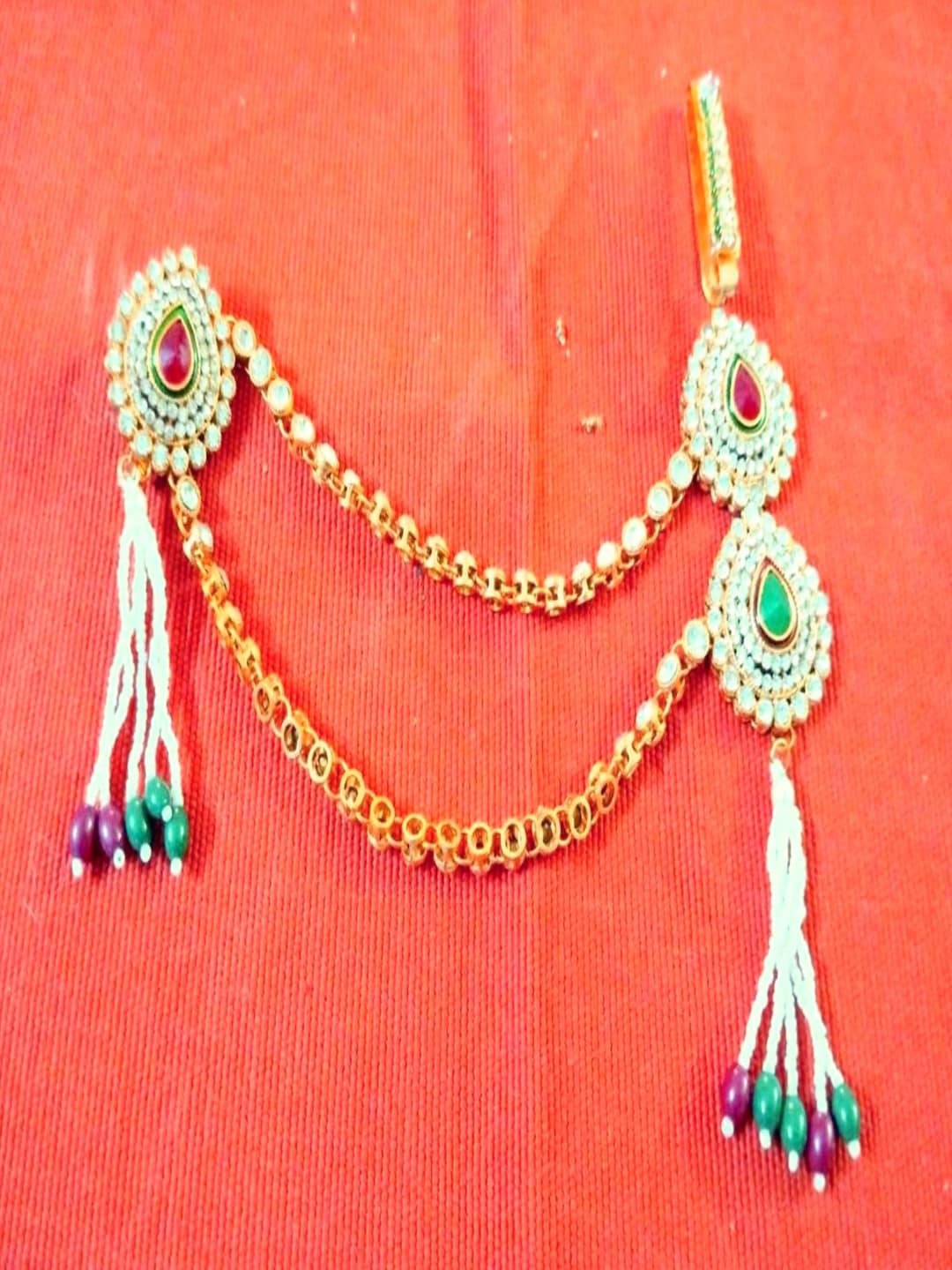 

Runjhun Kundan Studded Waist Chain Saree Accessories, Gold
