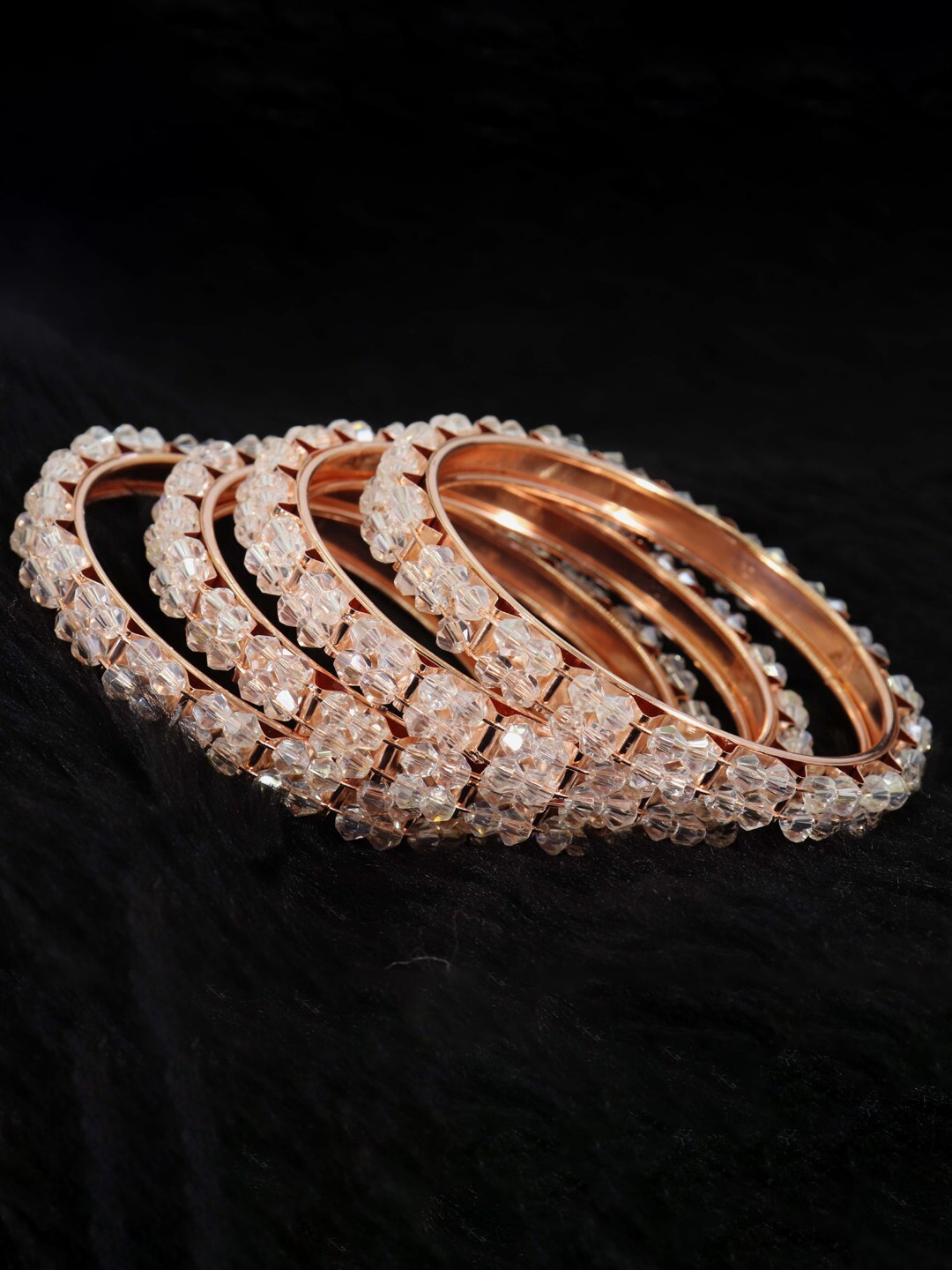 

NMII Set Of 4 Beaded Bangles, Rose gold