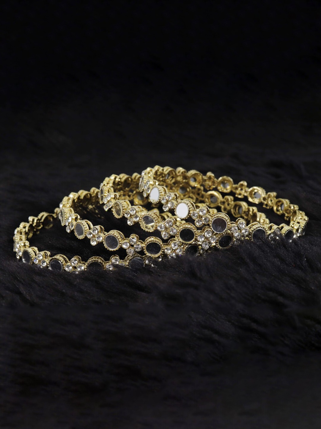 

NMII Set Of 4 Gold Plated Stones Studded Bangles