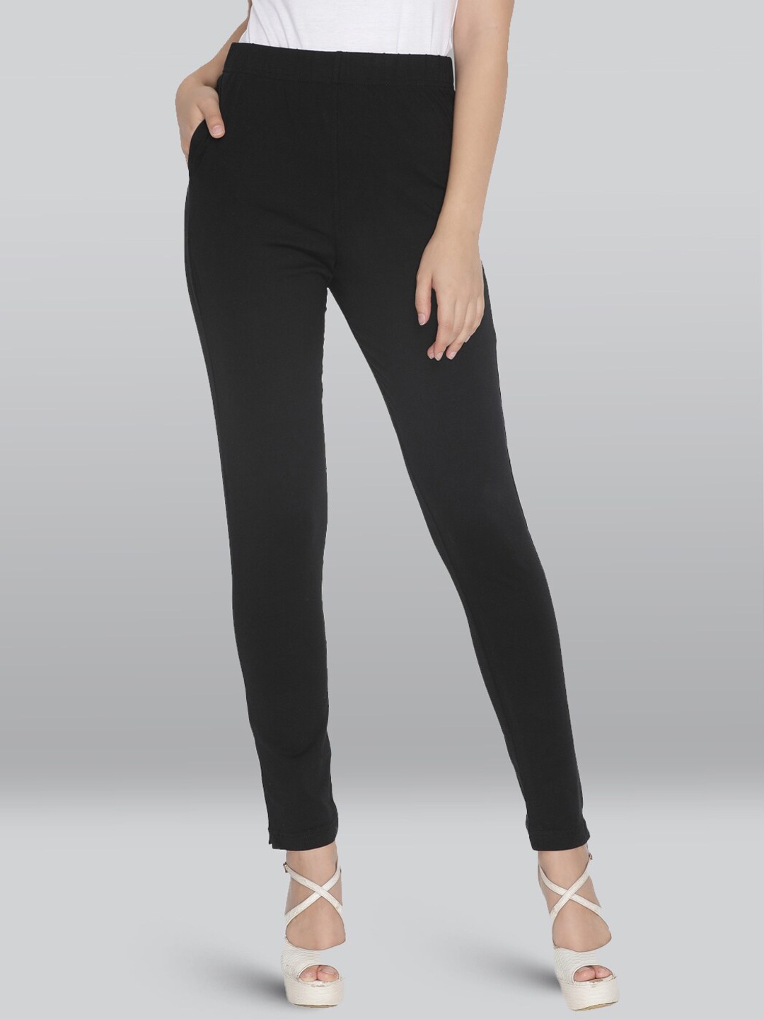 

LYRA Women Pencil Easy Wash Slim Fit Cotton Cigarette Trousers, Black