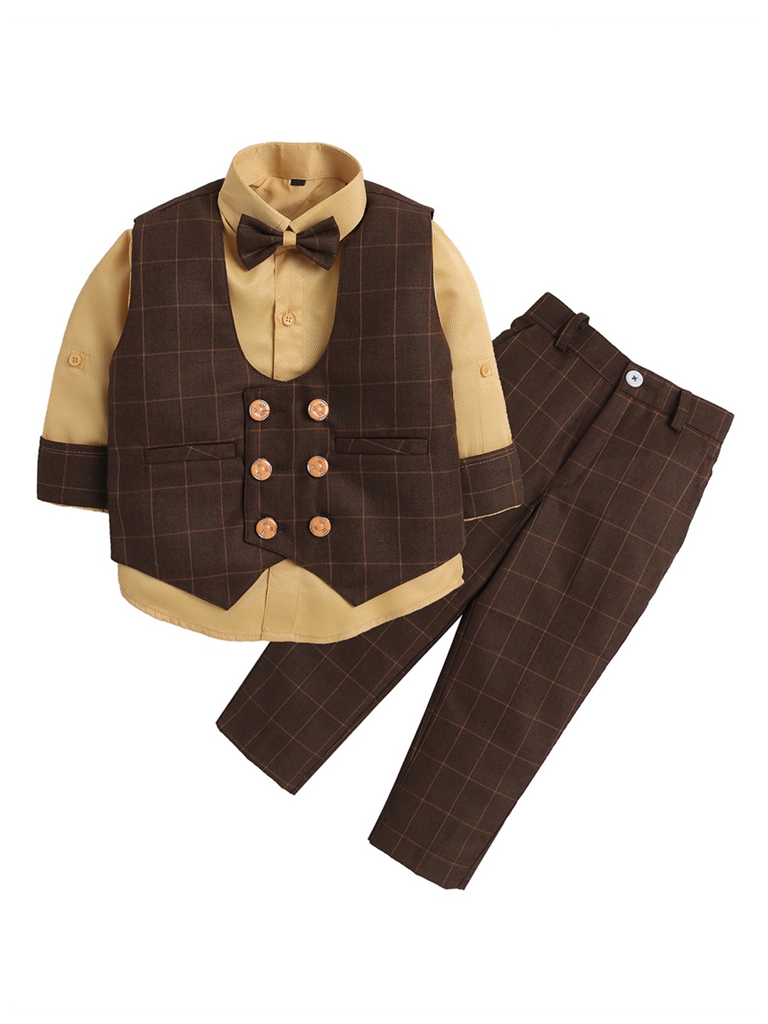 

Lil homies Infant Boys Double-Breasted 3 Piece Party Suits, Brown