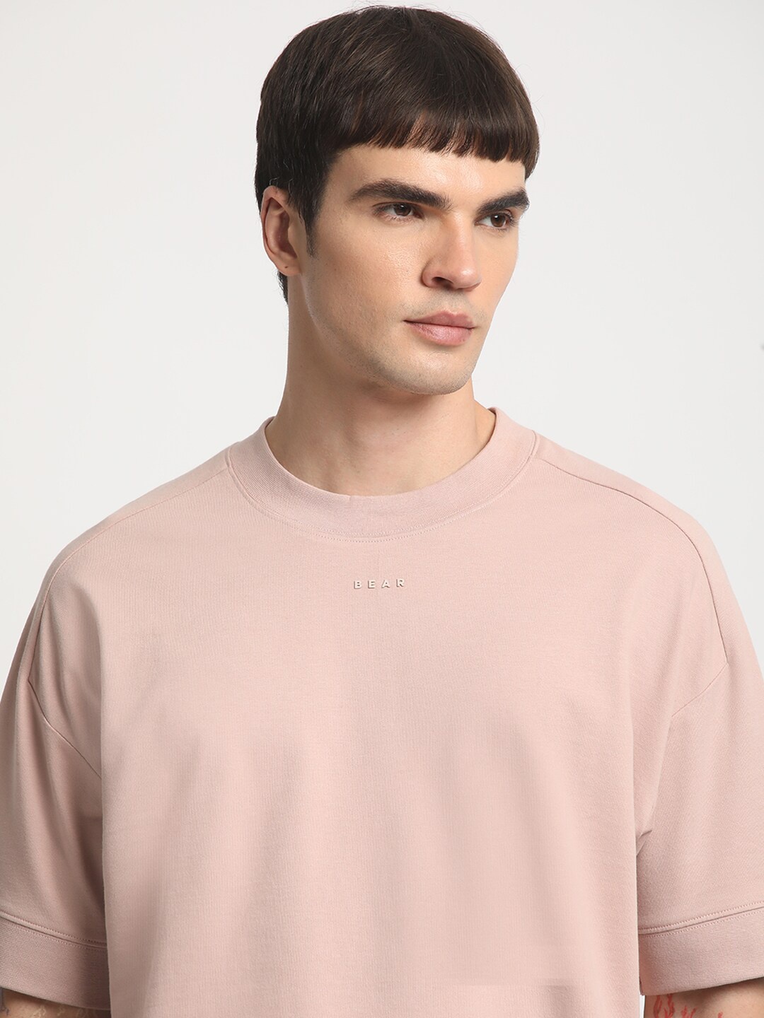 

THE BEAR HOUSE Drop Shoulder Cotton Relaxed Fit T-shirt, Pink