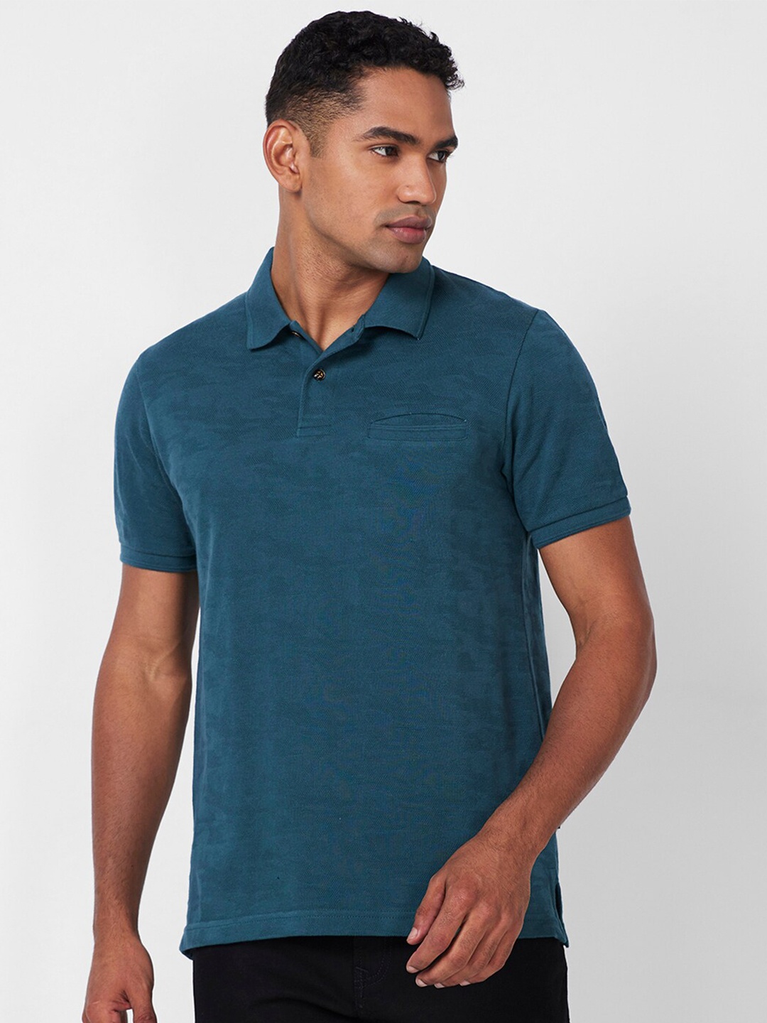 

CELSIUS Regular Fit Polo Collar Cotton Pockets T-shirt, Green